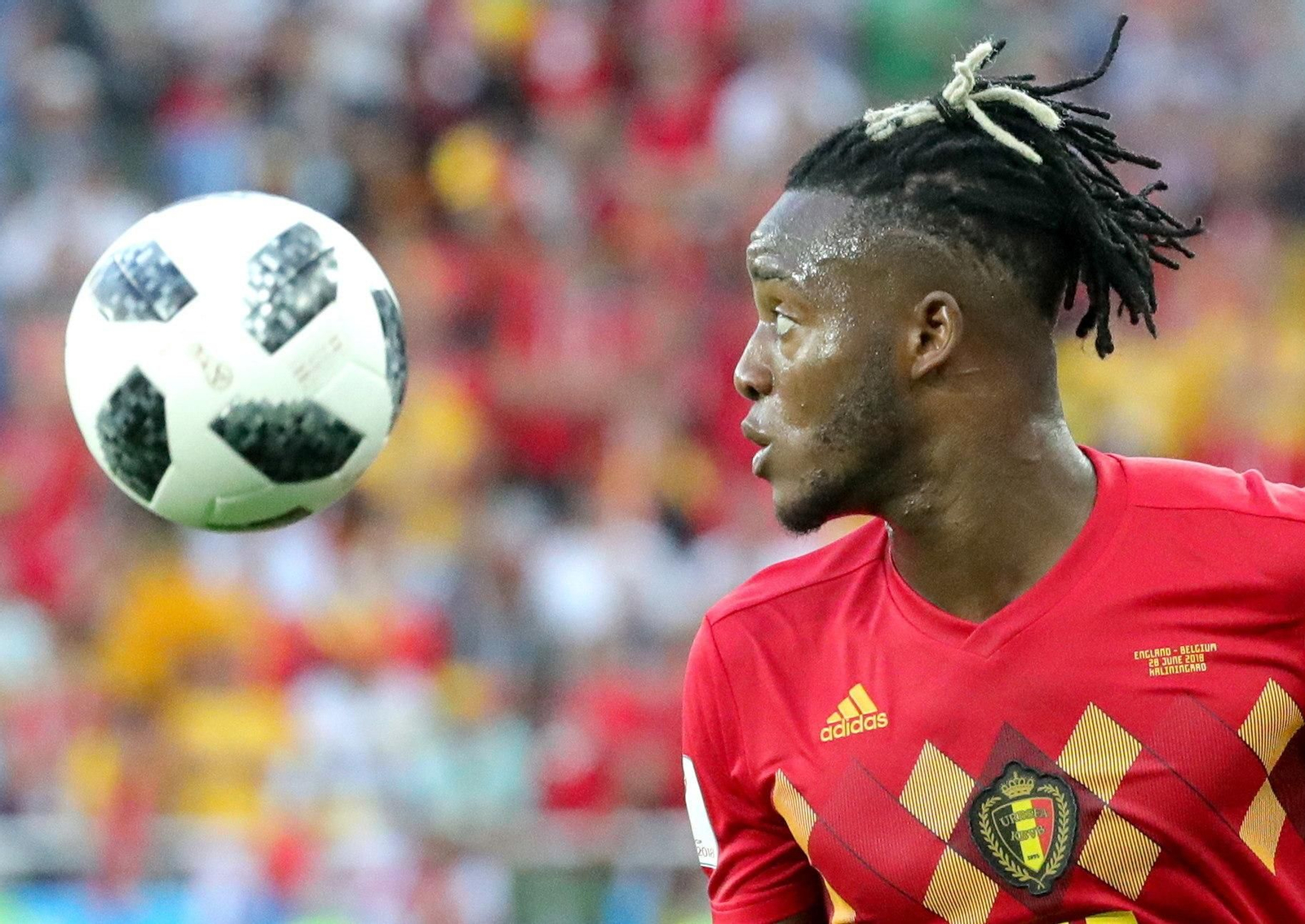 Batshuayi, durante el partido de Bélgica contra Inglaterra, en Kaliningrado.