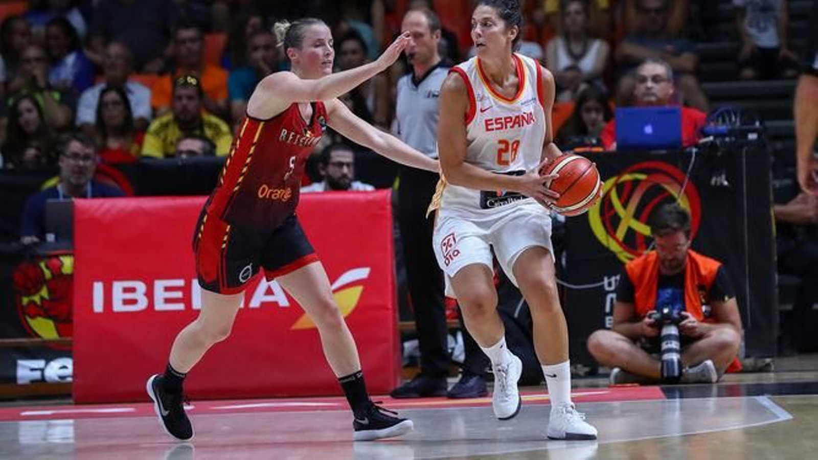 La roteña Bea Sánchez, en un partido jugado en 2018 contra Bélgica.