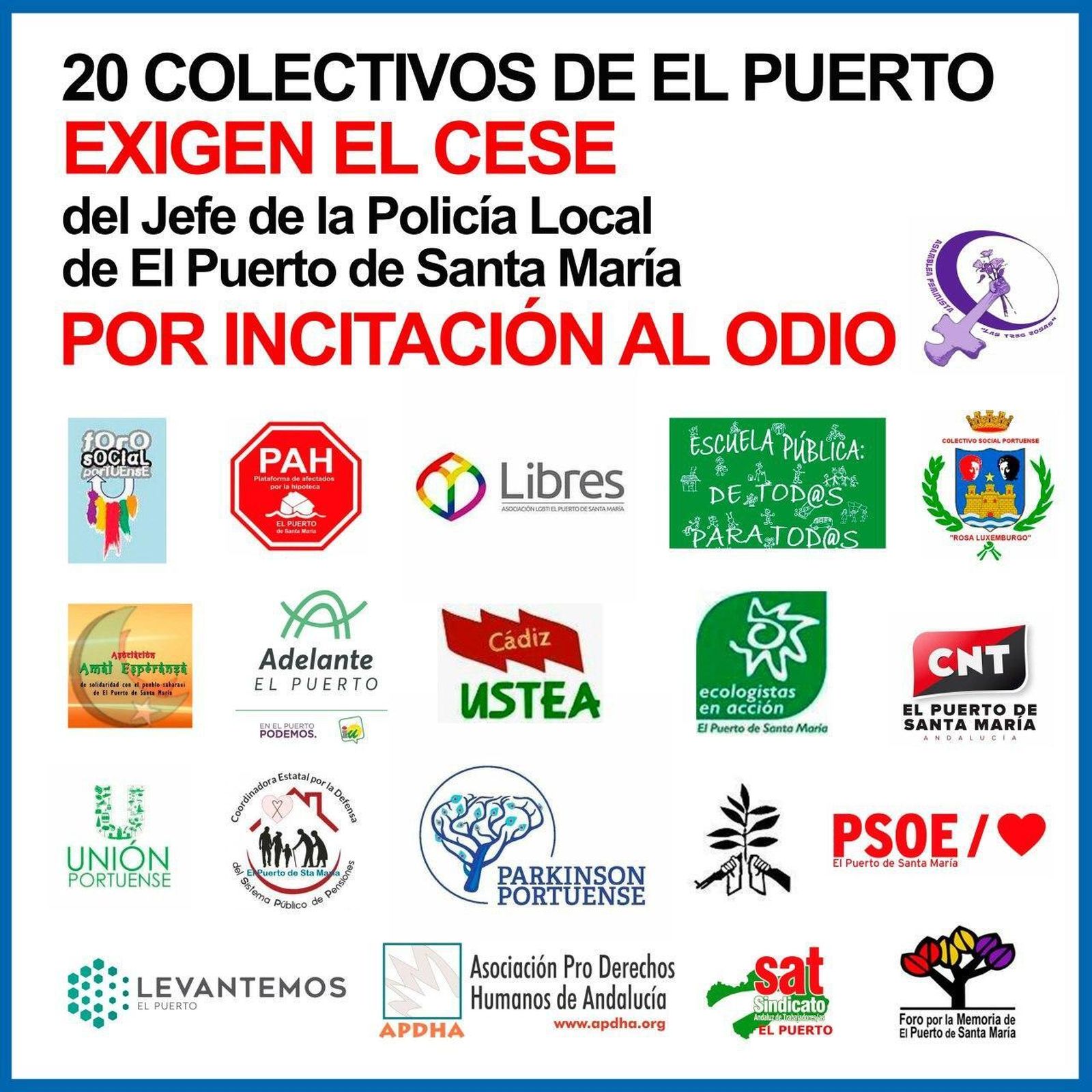 Logotipos de los colectivos y entidades que piden el cese de Rafael Muñoz.