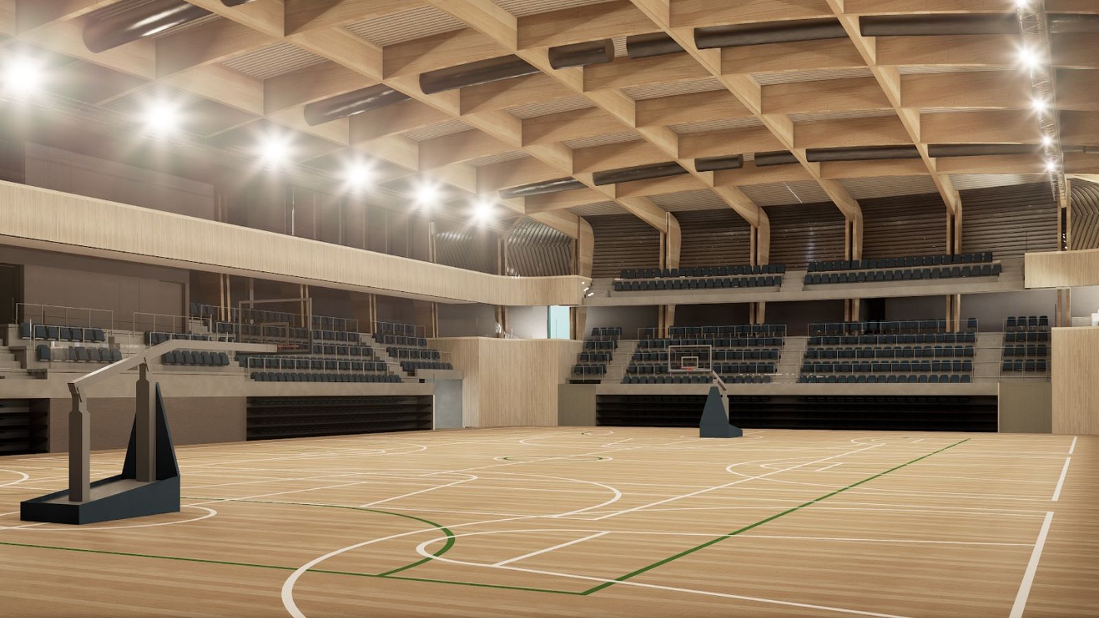 Interior del pabellón Fernando Portillo proyectado en la actualidad.