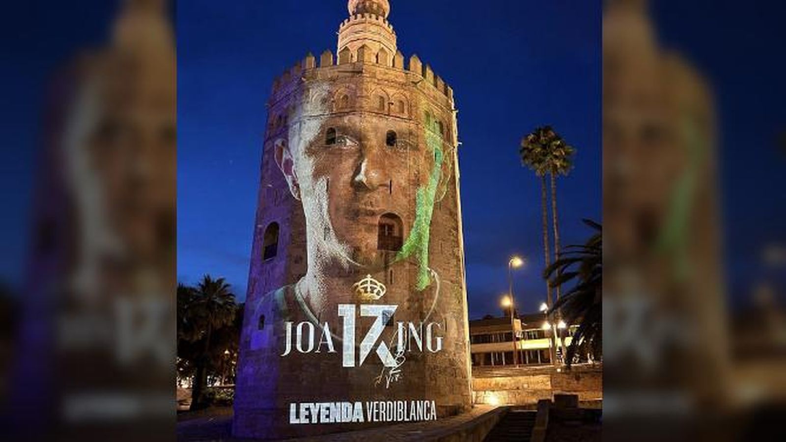 La Torre de Oro se ilumina para despedir a Joaquín