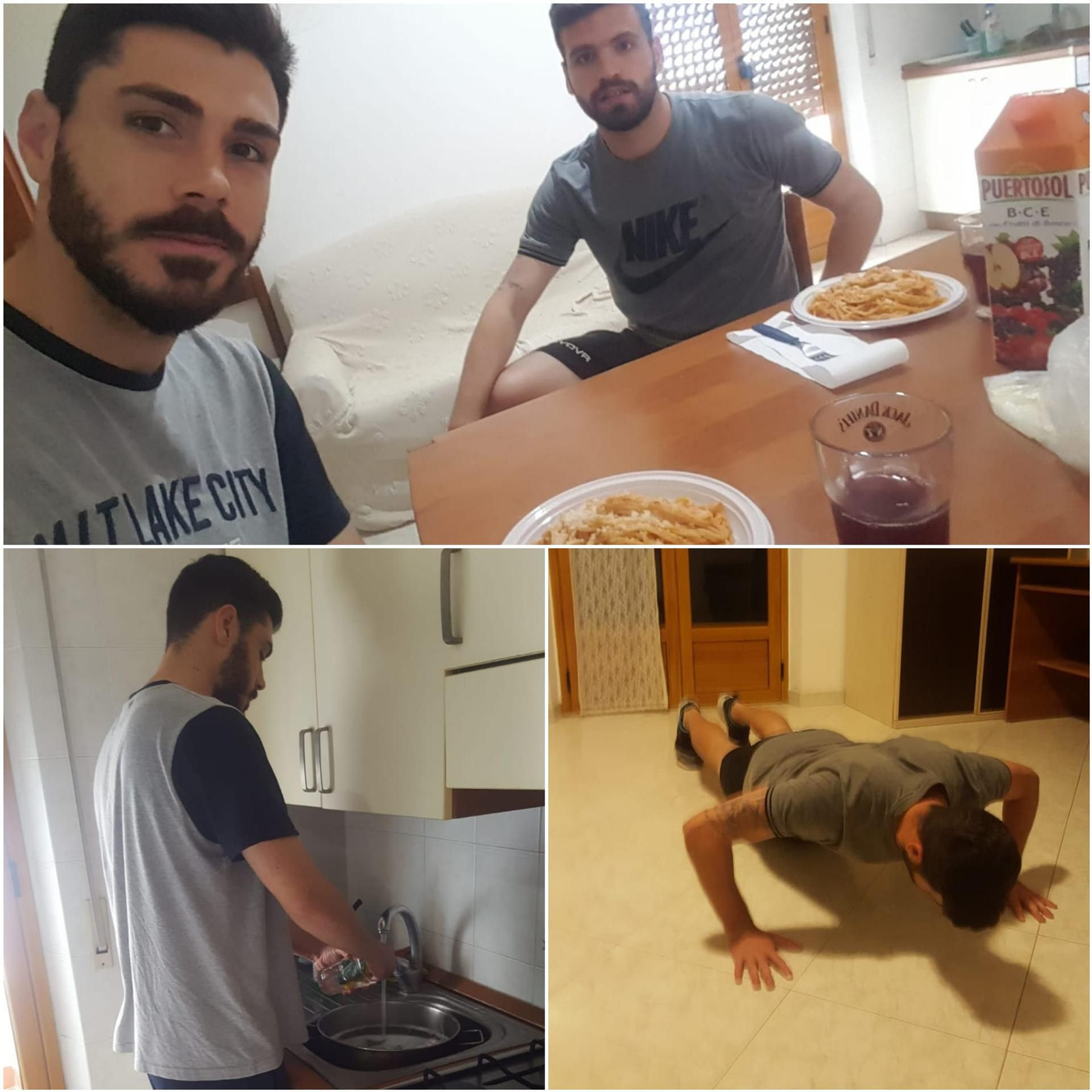 Haciendo cosas caseras cotidianas con la novedad de que ahora deben ejercitarse en casa. Haciendo cosas caseras cotidianas con la novedad de que ahora deben ejercitarse en casa.