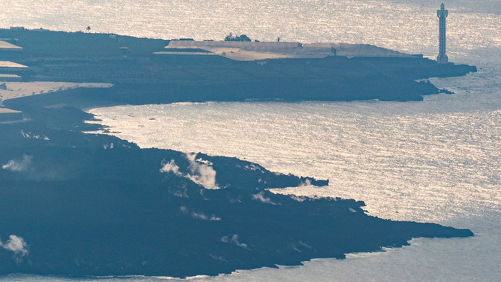 El delta lávico en la costa de Tazacorte.