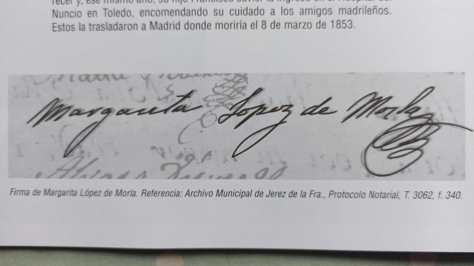 Firma de Margarita López de Morla (Archivo Municipal de Jerez). Firma de Margarita López de Morla (Archivo Municipal de Jerez).