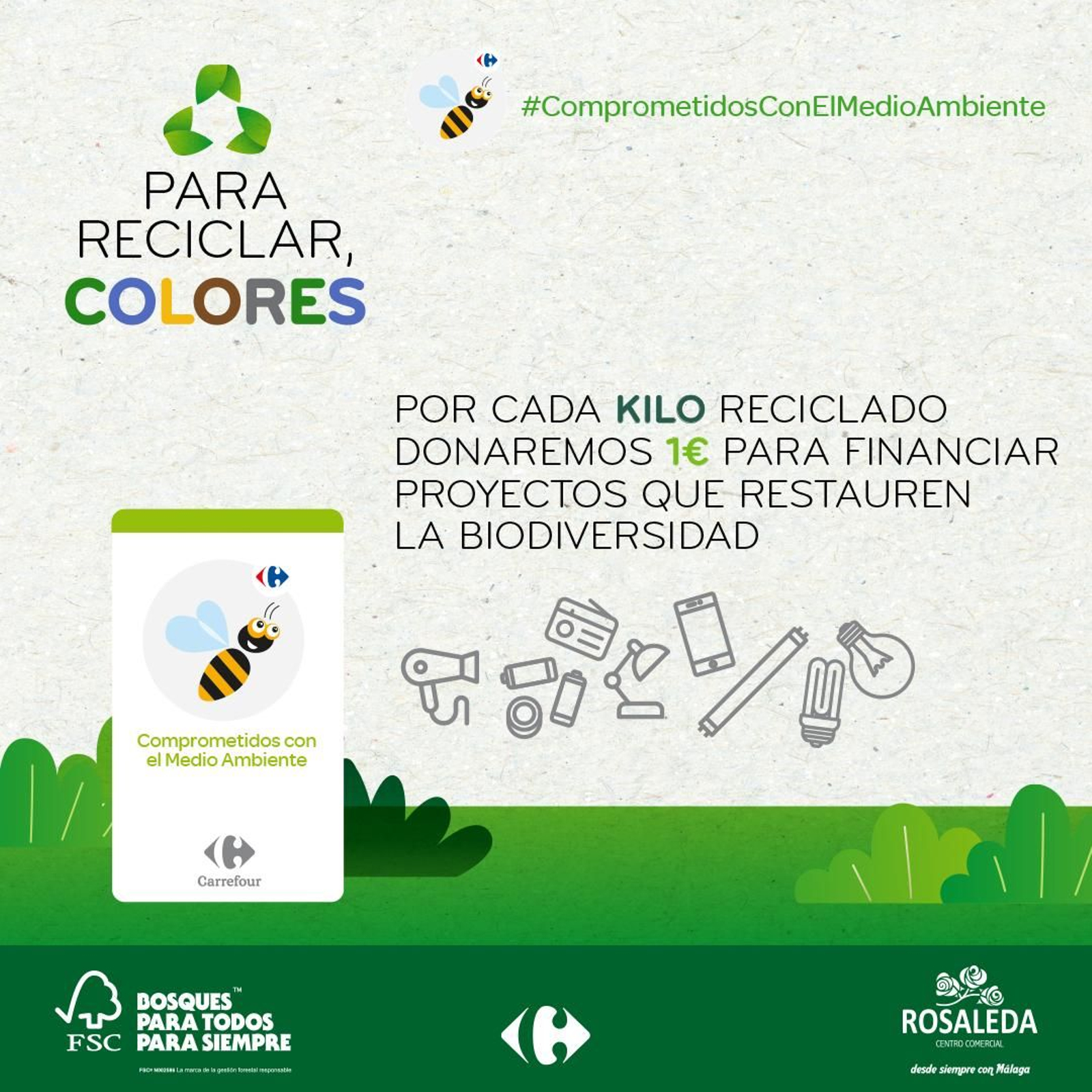 El centro comercial Rosaleda y Carrefour lanzan el reto 'Para reciclar, separa por colores' El centro comercial Rosaleda y Carrefour lanzan el reto 'Para reciclar, separa por colores'