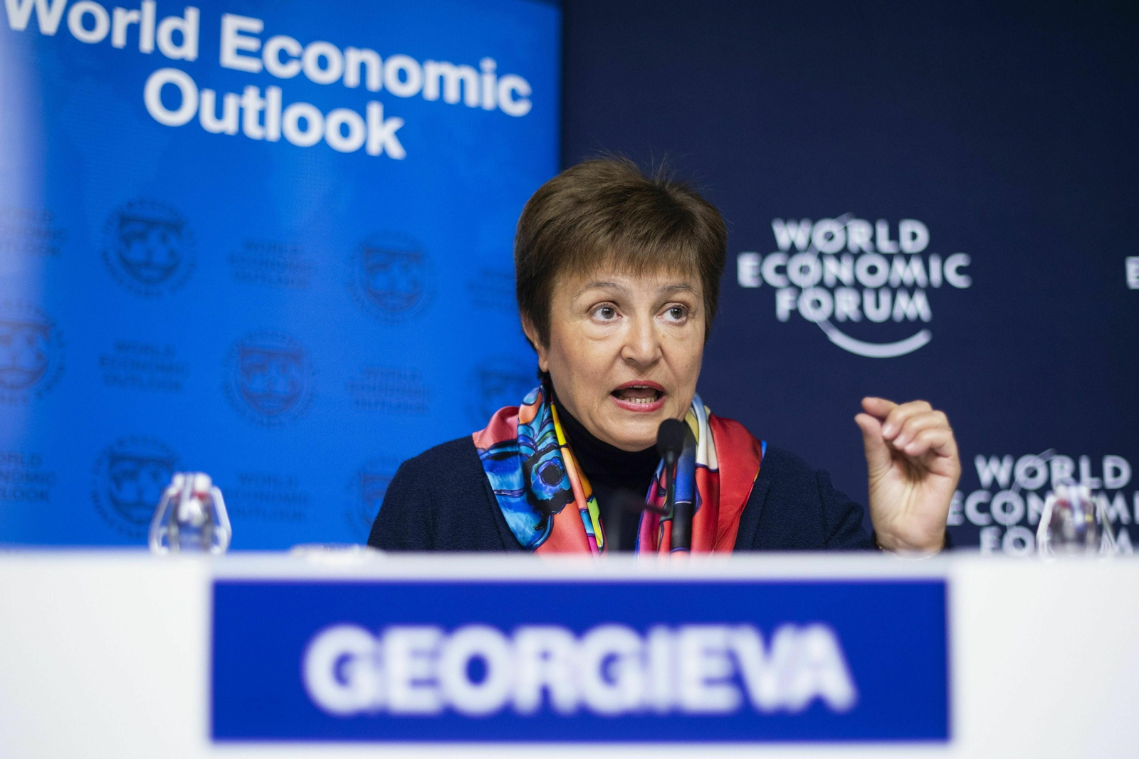 La directora del FMI, Kristalina Georgieva, hoy en Davos. La directora del FMI, Kristalina Georgieva, hoy en Davos.