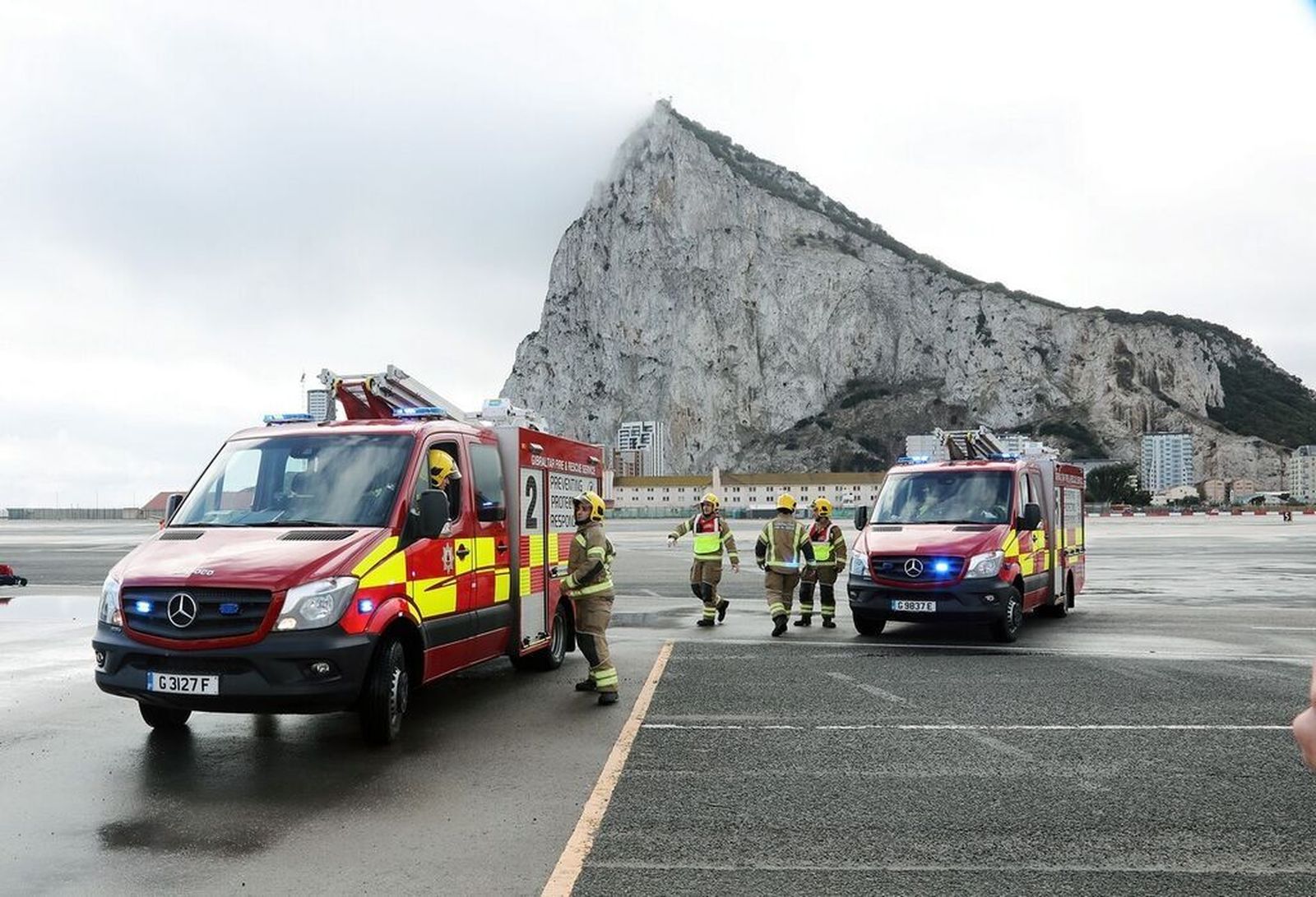 Un simulacro celebrado en el aeropuerto de Gibraltar en 2022.