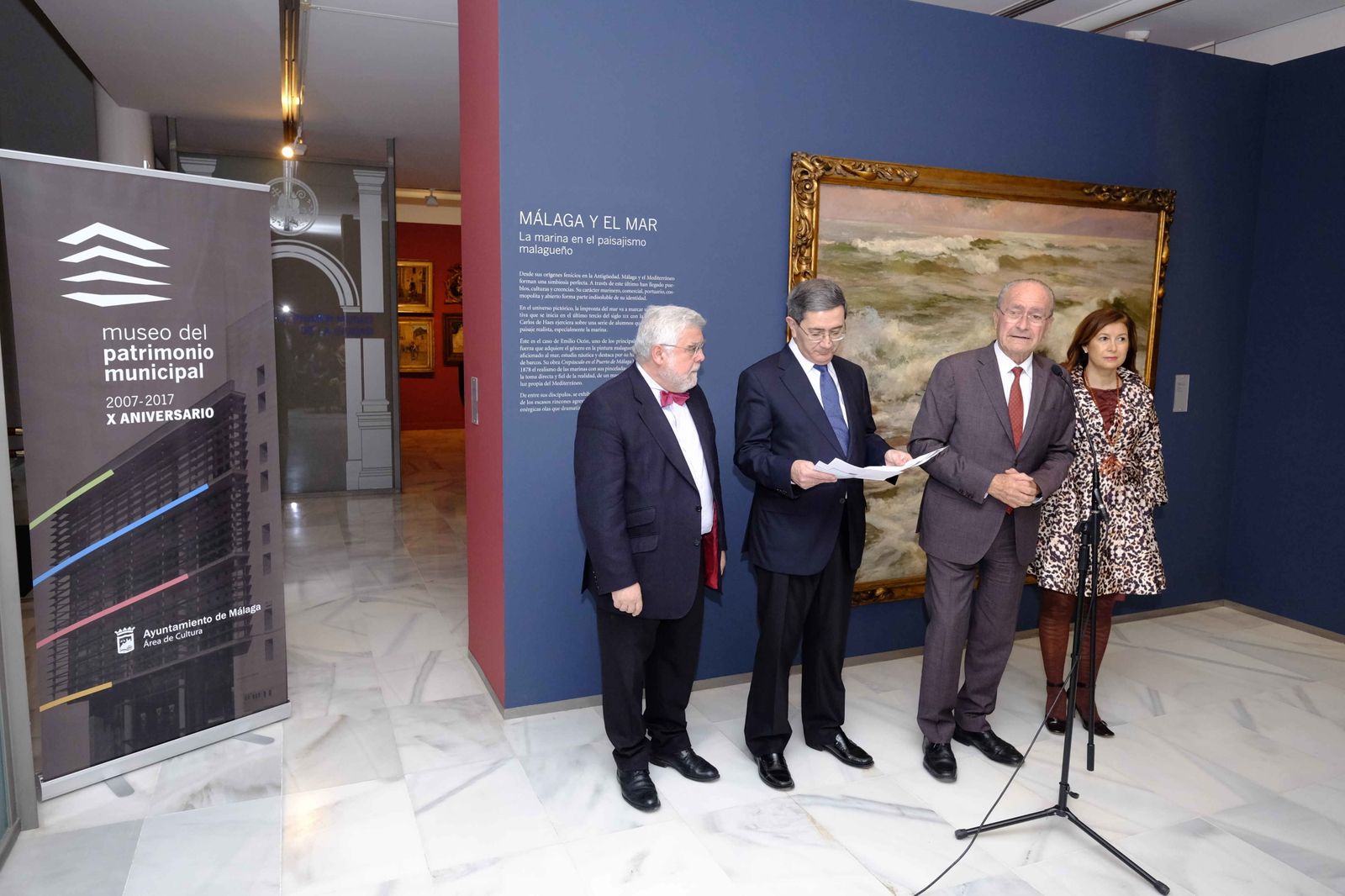 José Manuel Cabra de Luna, Elías de Mateos, Francisco de la Torre y Gemma del Corral, ayer, en el acto de celebración de los diez años del MUPAM.