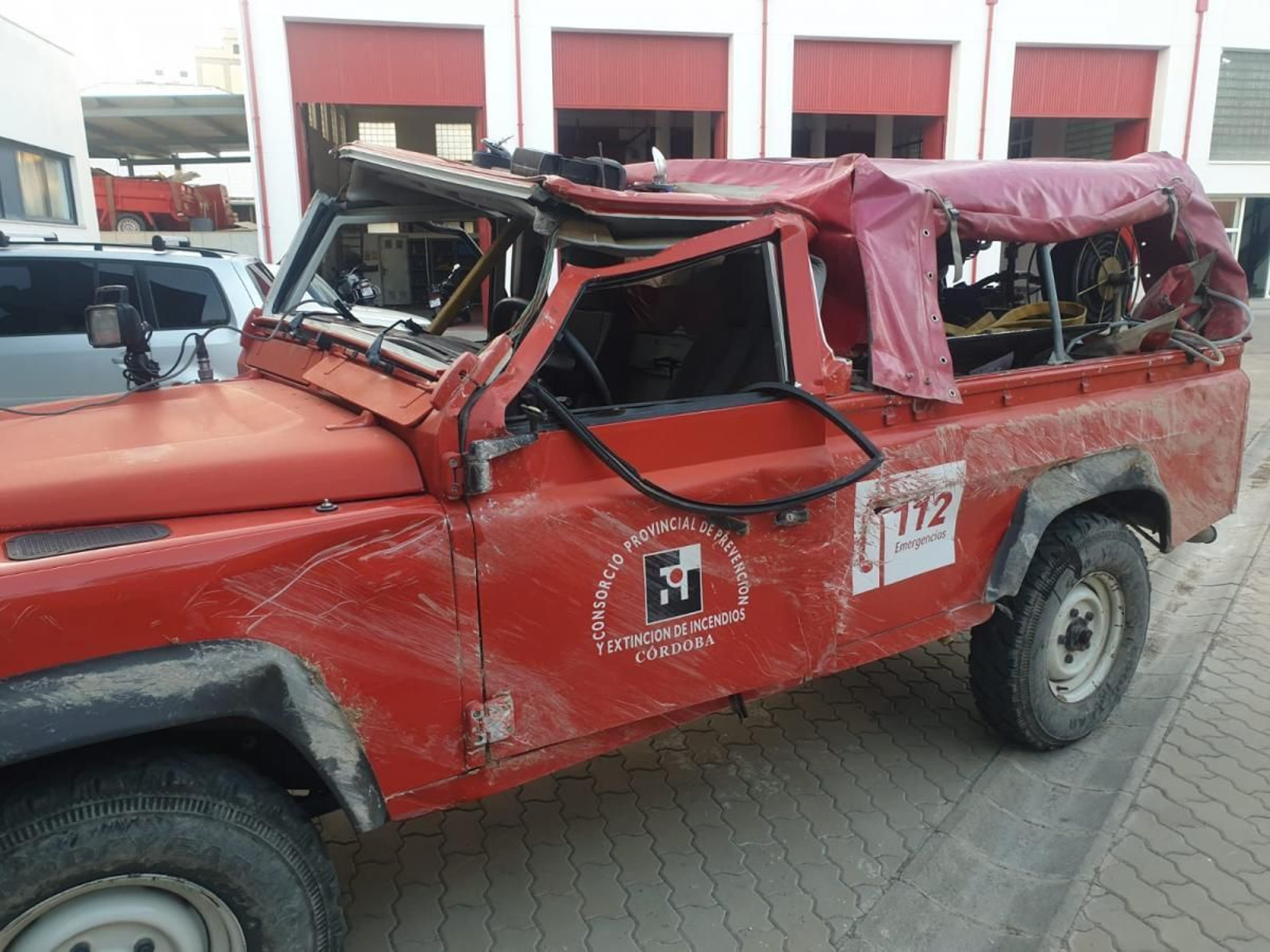 Vehículo del Consorcio de Bomberos de Córdoba recientemente siniestrado.