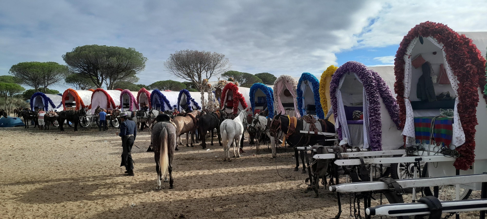 Imágenes de la Hermandad del Rocío de Jerez el viernes camino de la Aldea