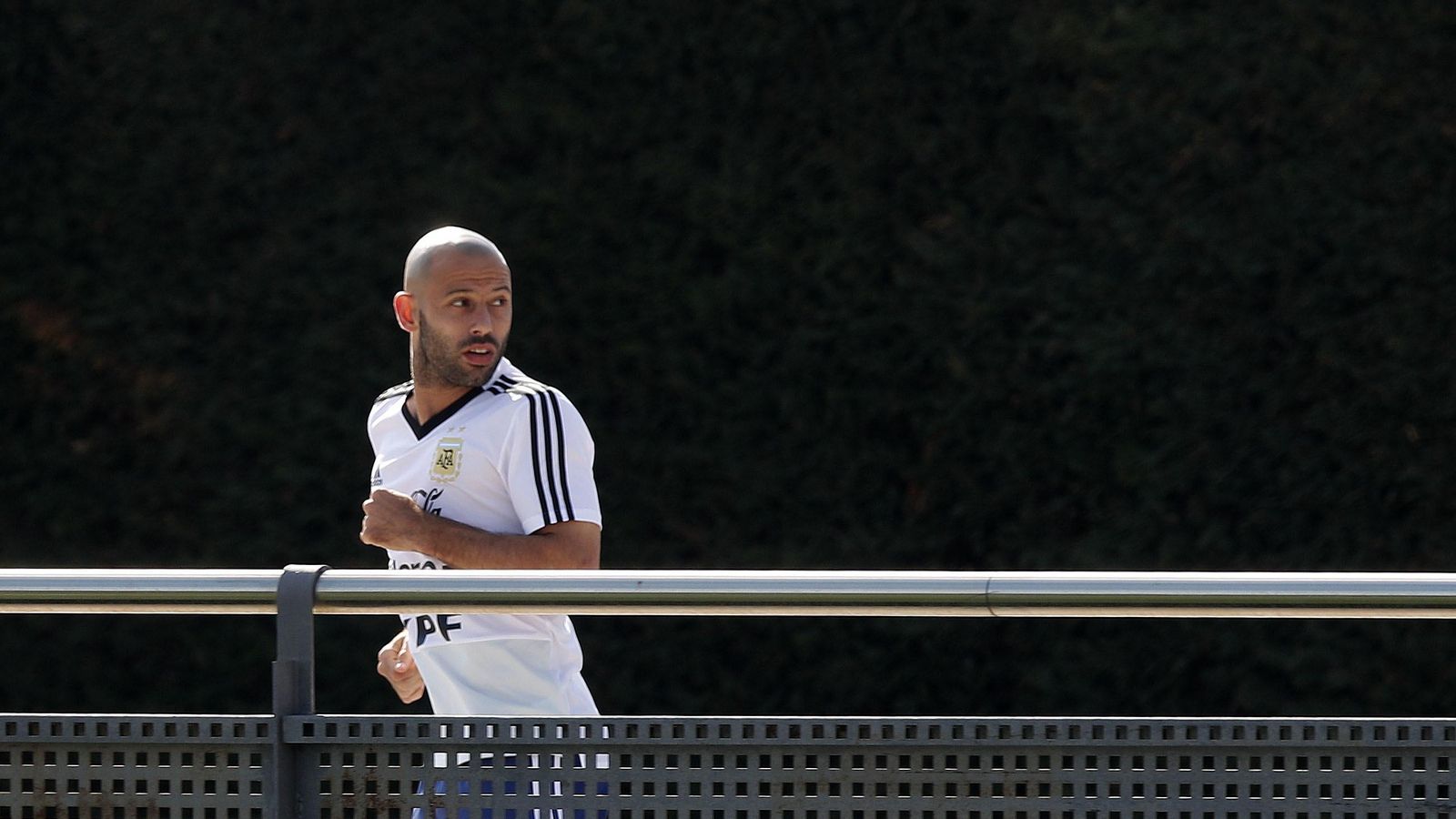 Mascherano, en uno de sus últimos entrenamientos con Argentina antes de retirarse en 2020.