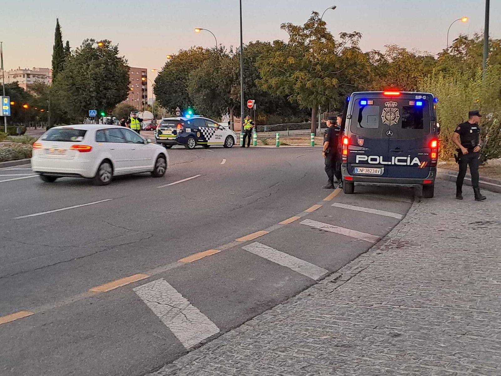 Agentes de la Policía Local y Nacional en la zona.