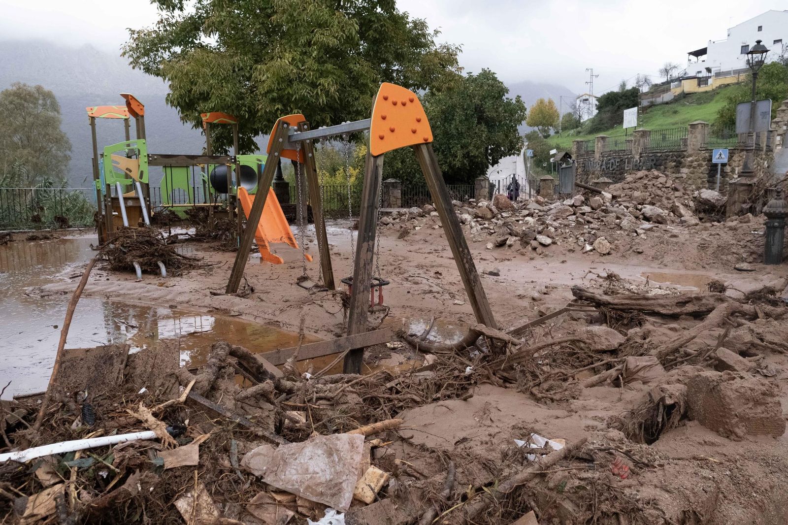 Riada de lodo y piedras en Jimera de Líbar, en fotos