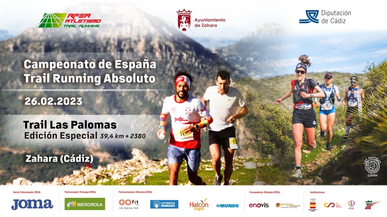 Cartel de la Trail Las Palomas en Zahara de la Sierra