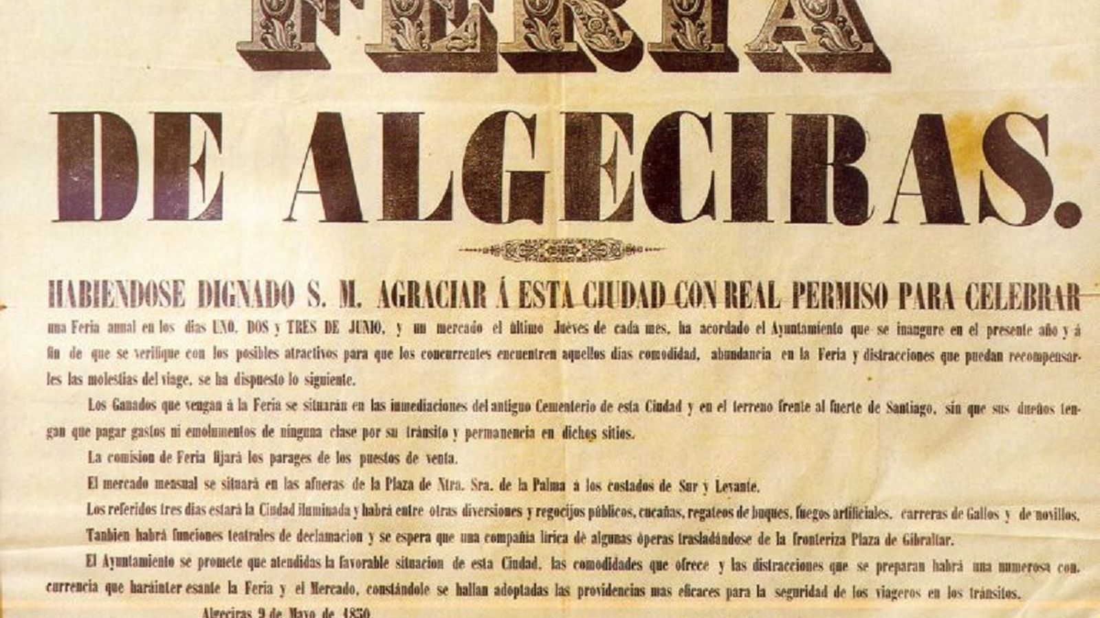 Primer cartel de la Feria de Algeciras.