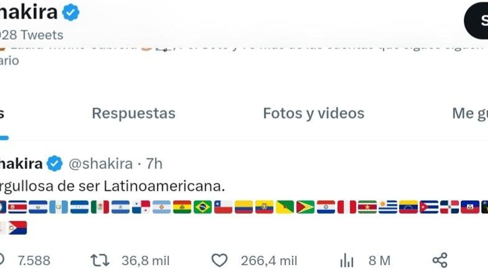 Shakira y su tuit lleno de banderas