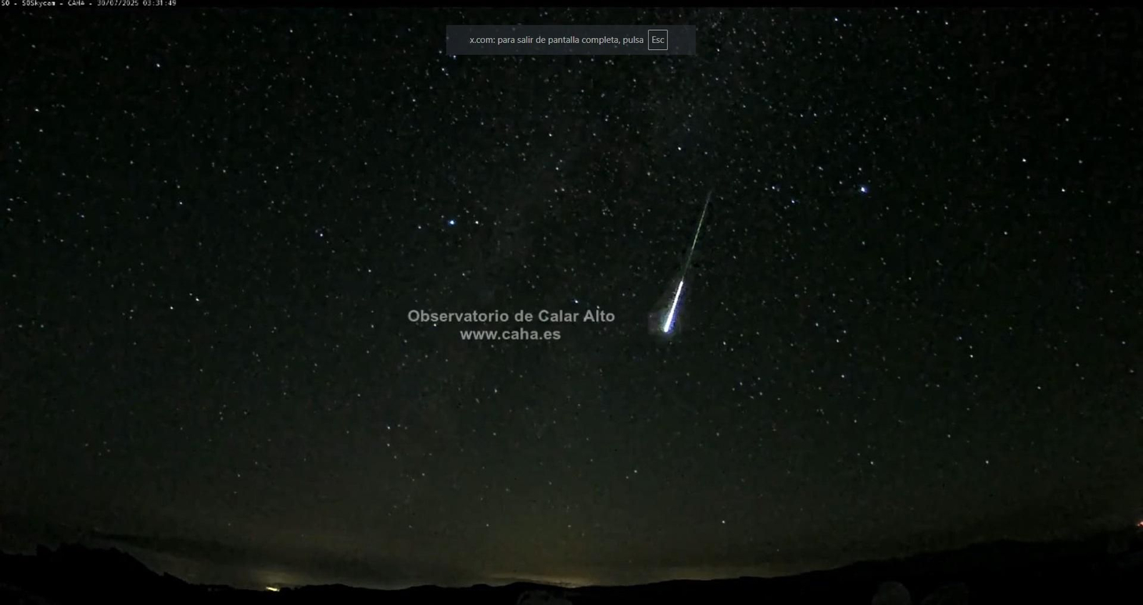 La bola de fuego que sobrevoló el cielo de Córdoba.