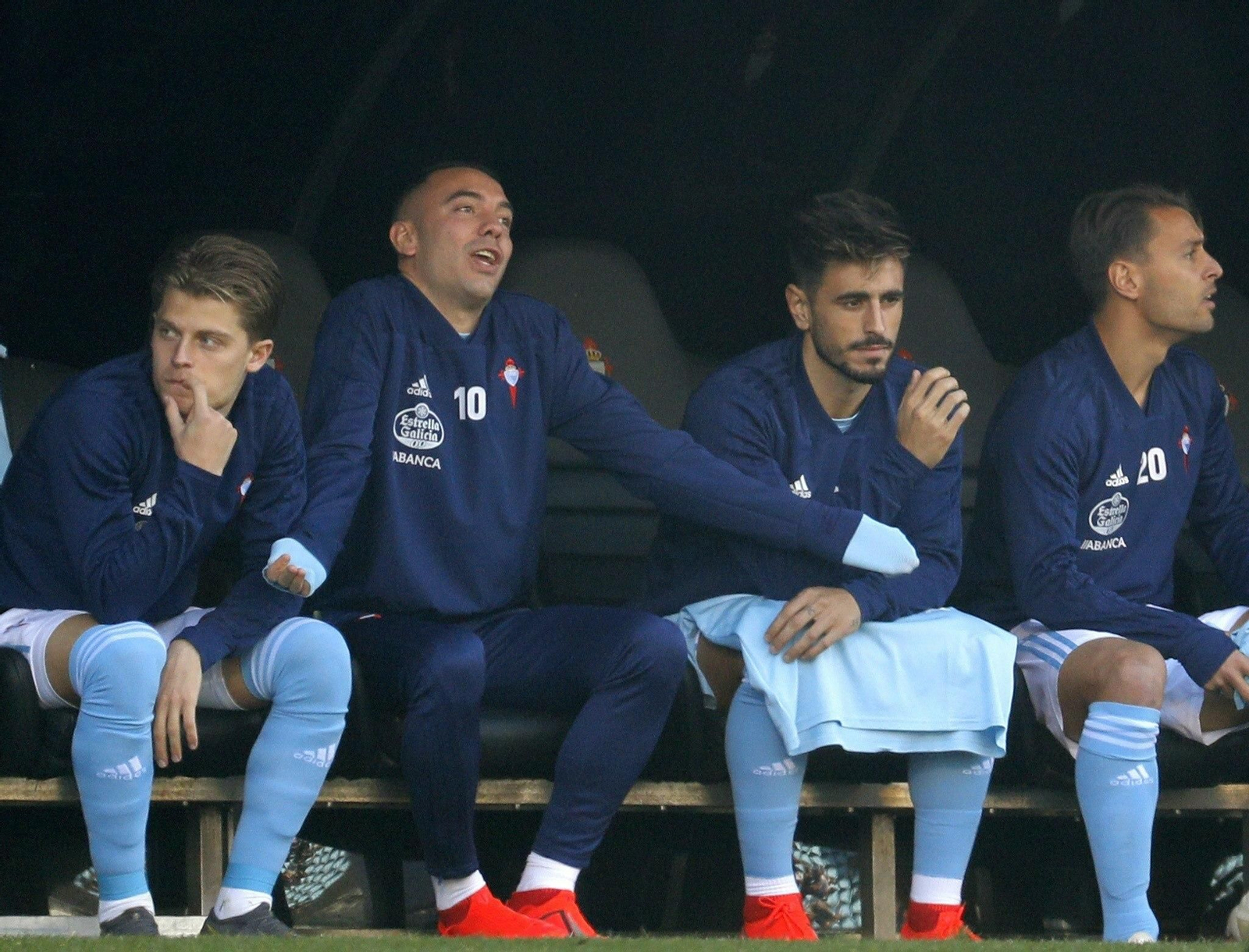 Iago Aspas, en el banquillo del Celta el pasado domingo.