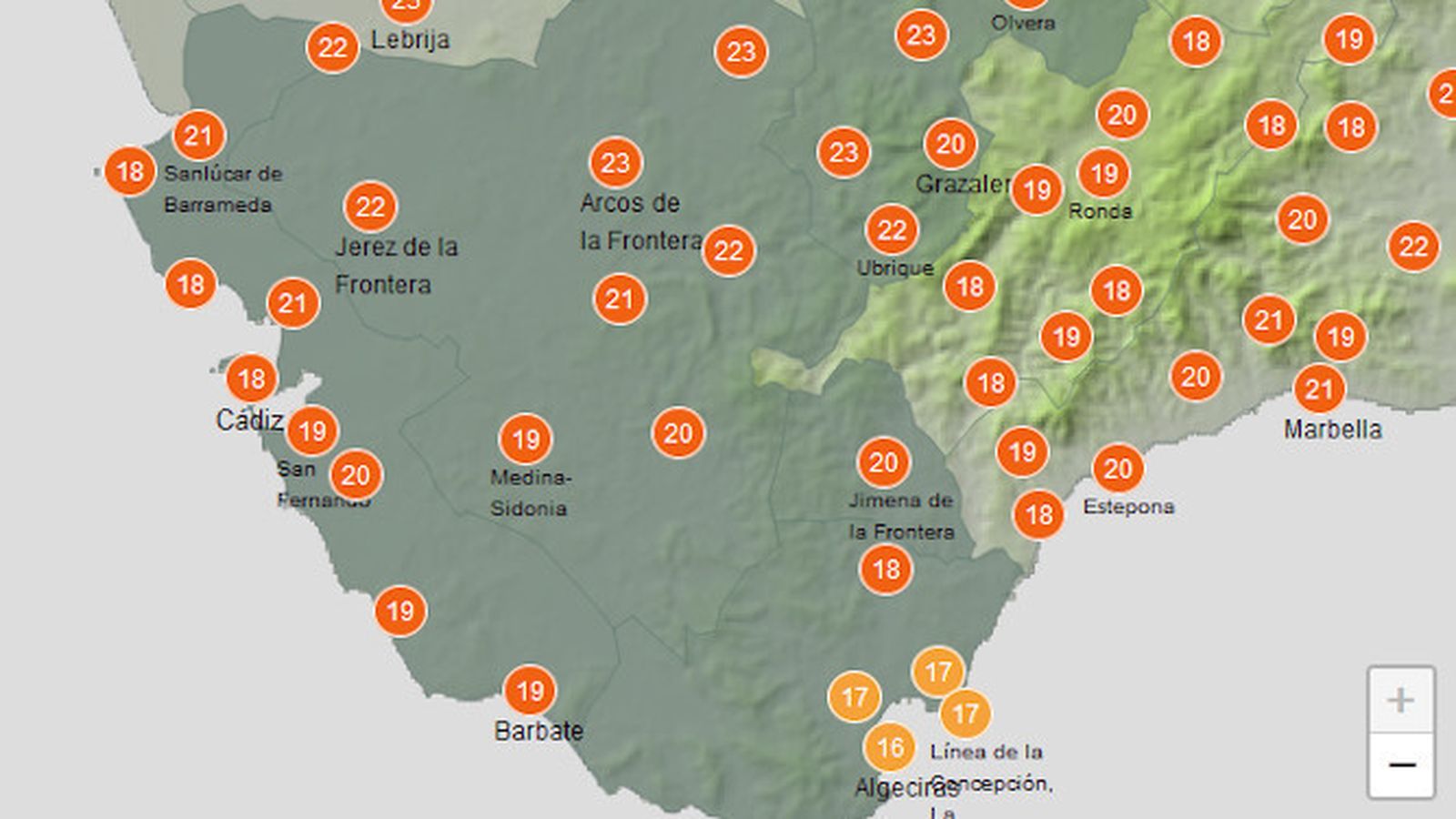 Máximas previstas para este miércoles.