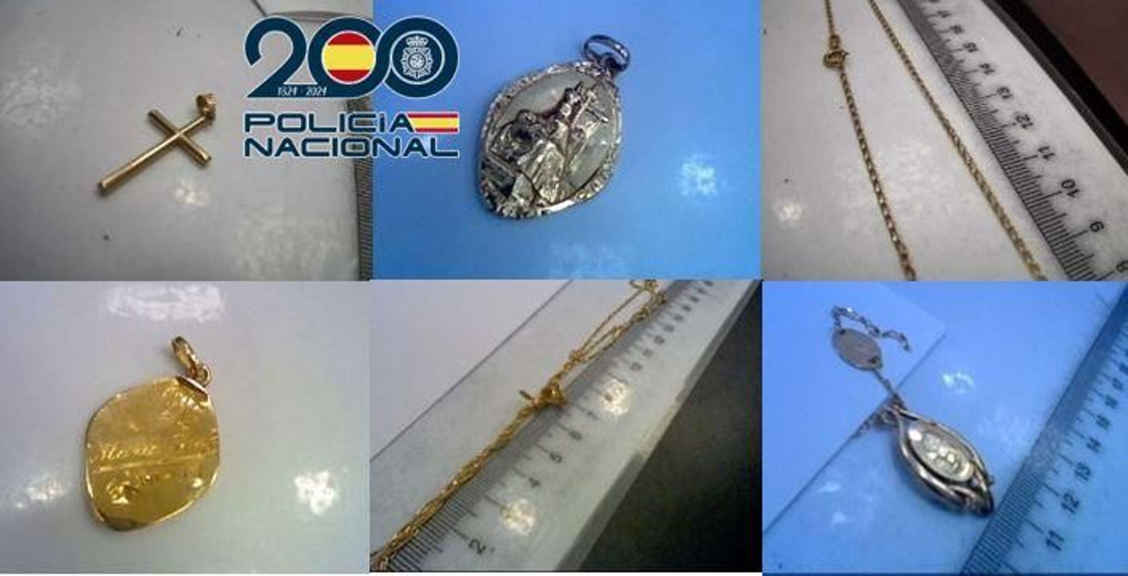 Joyas recuperadas por la Policía Nacional en Granada.