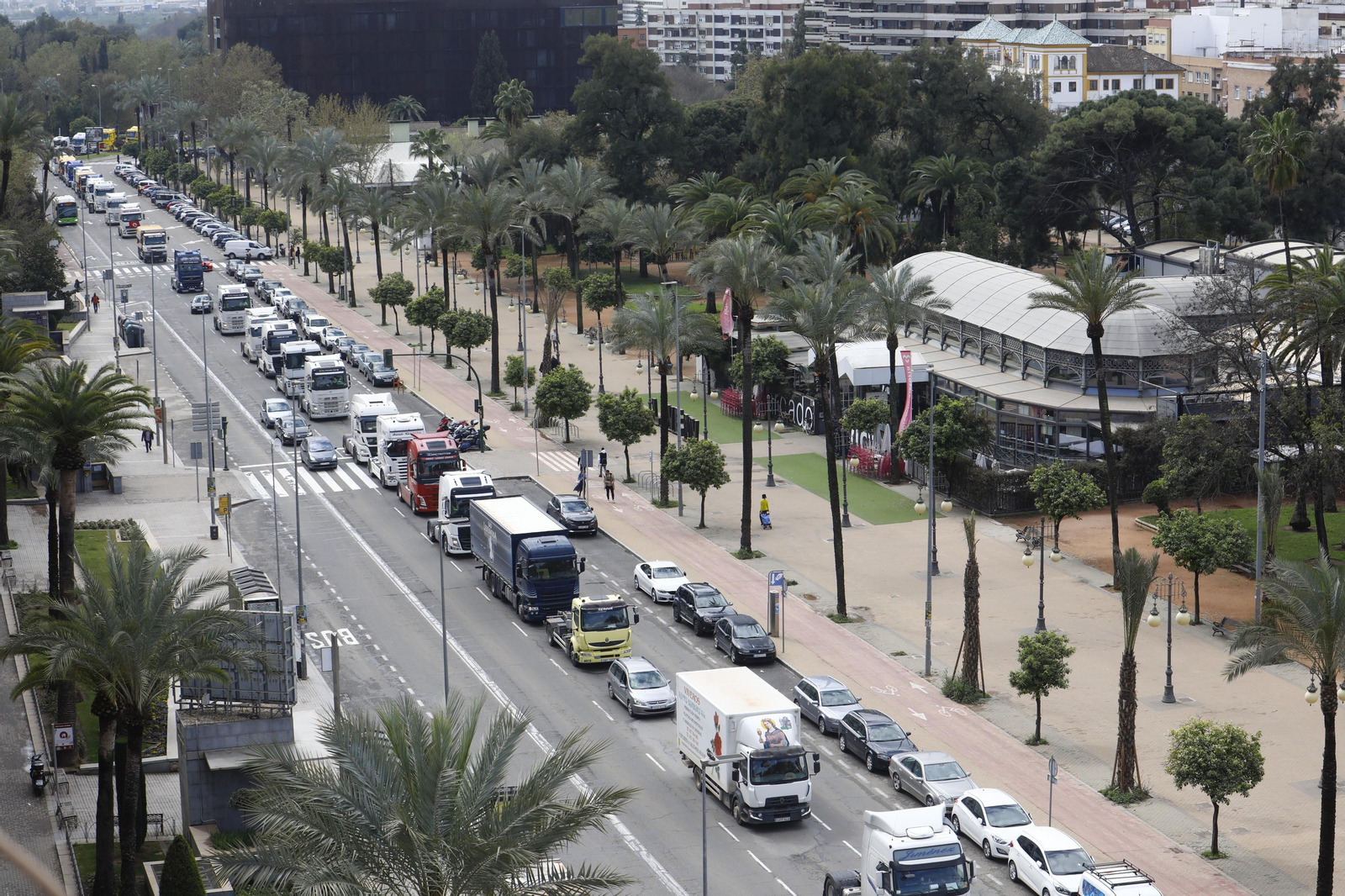 Los transportistas colapsan el centro de Córdoba, en imágenes