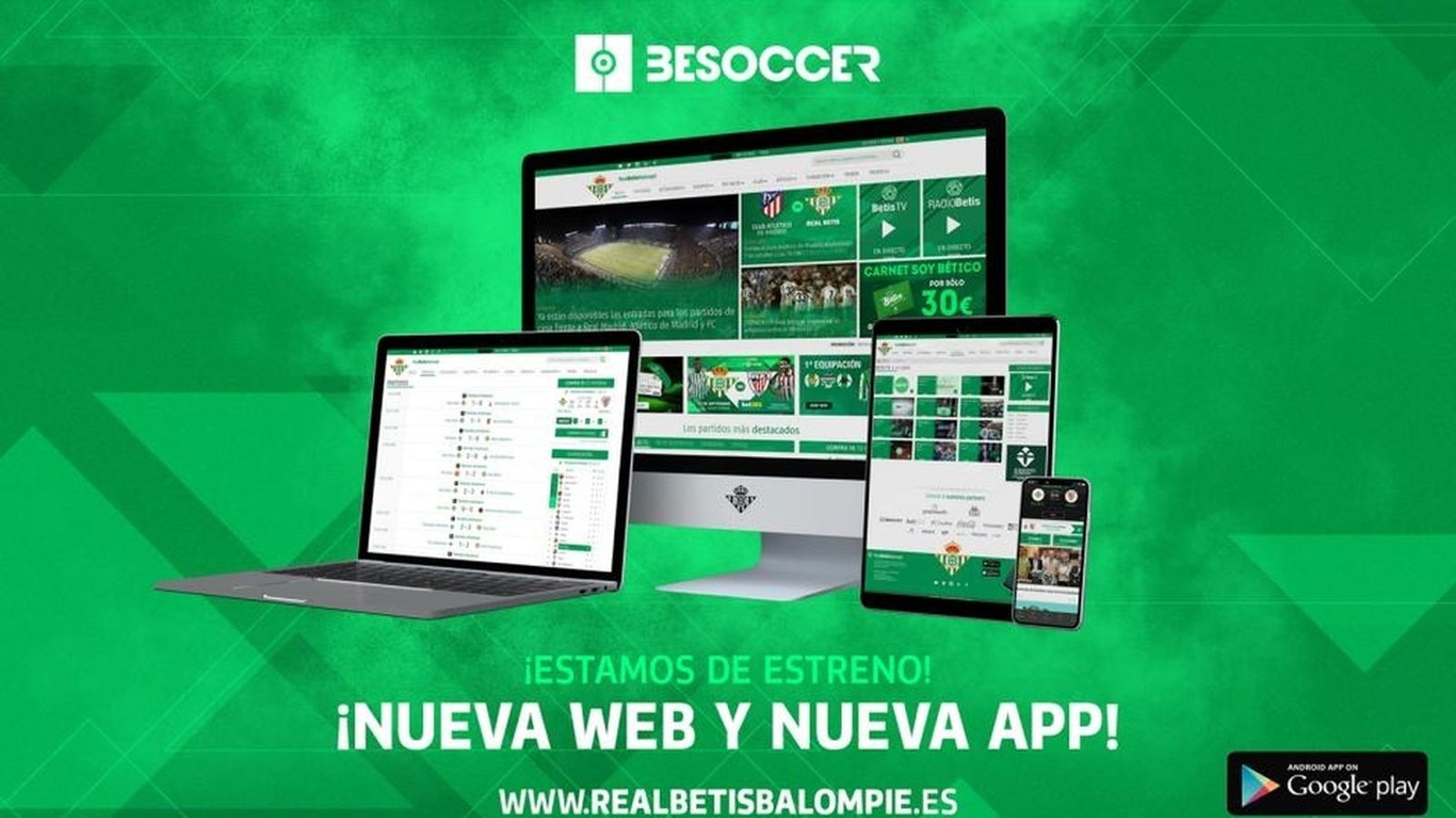 Cartel anunciador de la nueva web y la app.