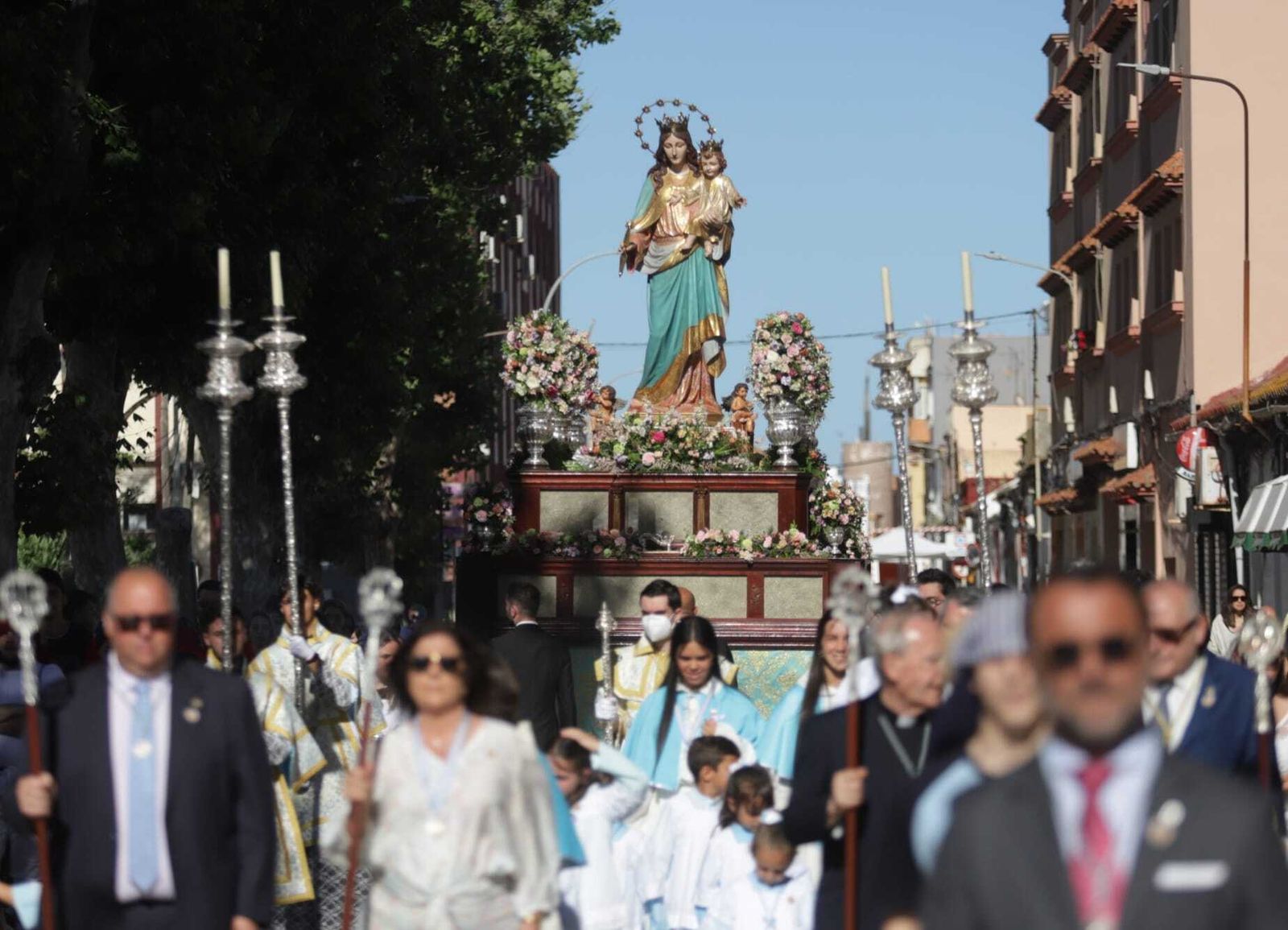La procesión de María Auxiliadora en La Línea.