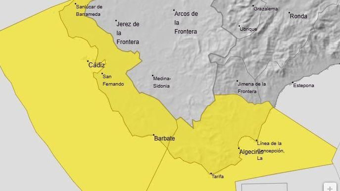 El aviso amarillo por el viento de levante se mantendrá en Cádiz hasta el mediodía del sábado