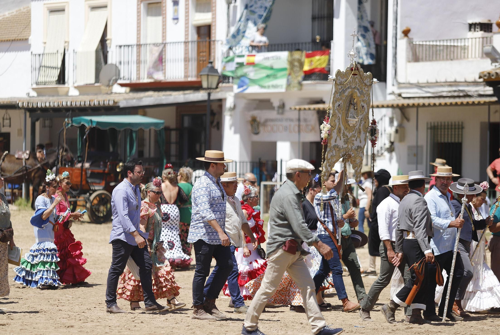 Ambiente en la aldea del Rocío en la jornada del sábado