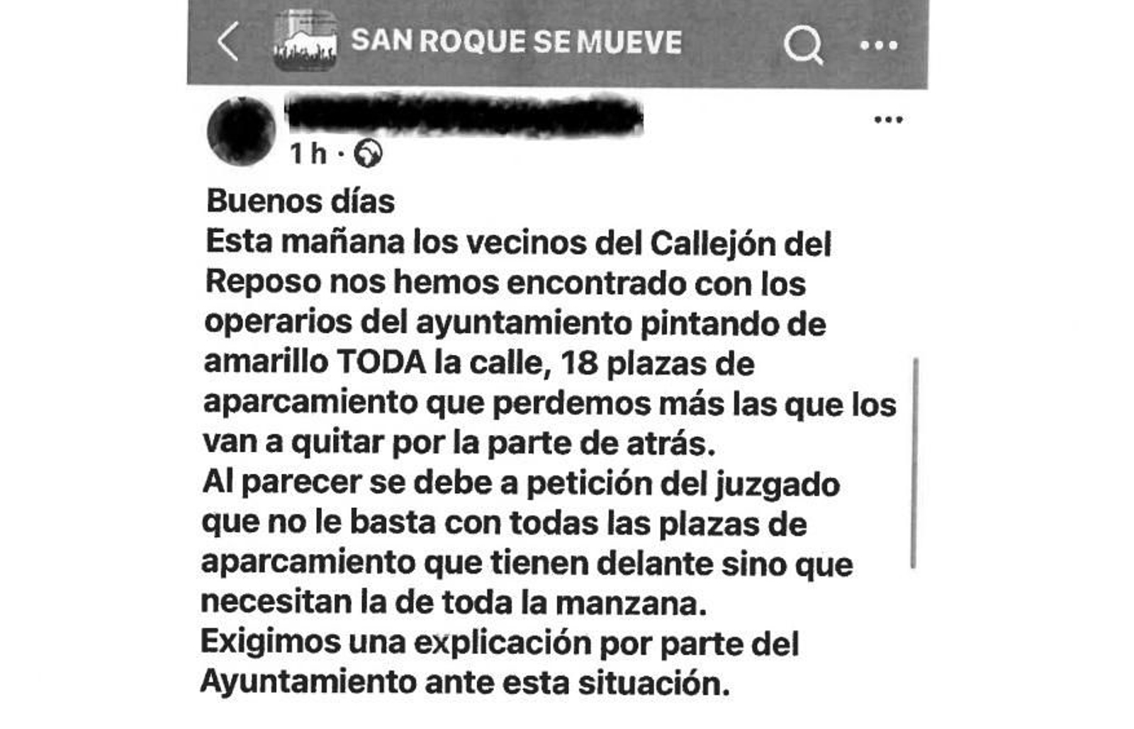 Comentario en un chat de mensajería contrario a la reserva de plazas para los juzgados.