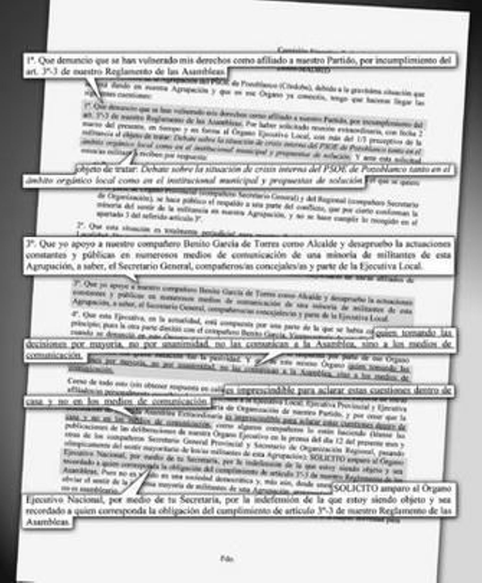 Un grupo de afiliados crea una corriente a favor del alcalde y pide ayuda a Madrid