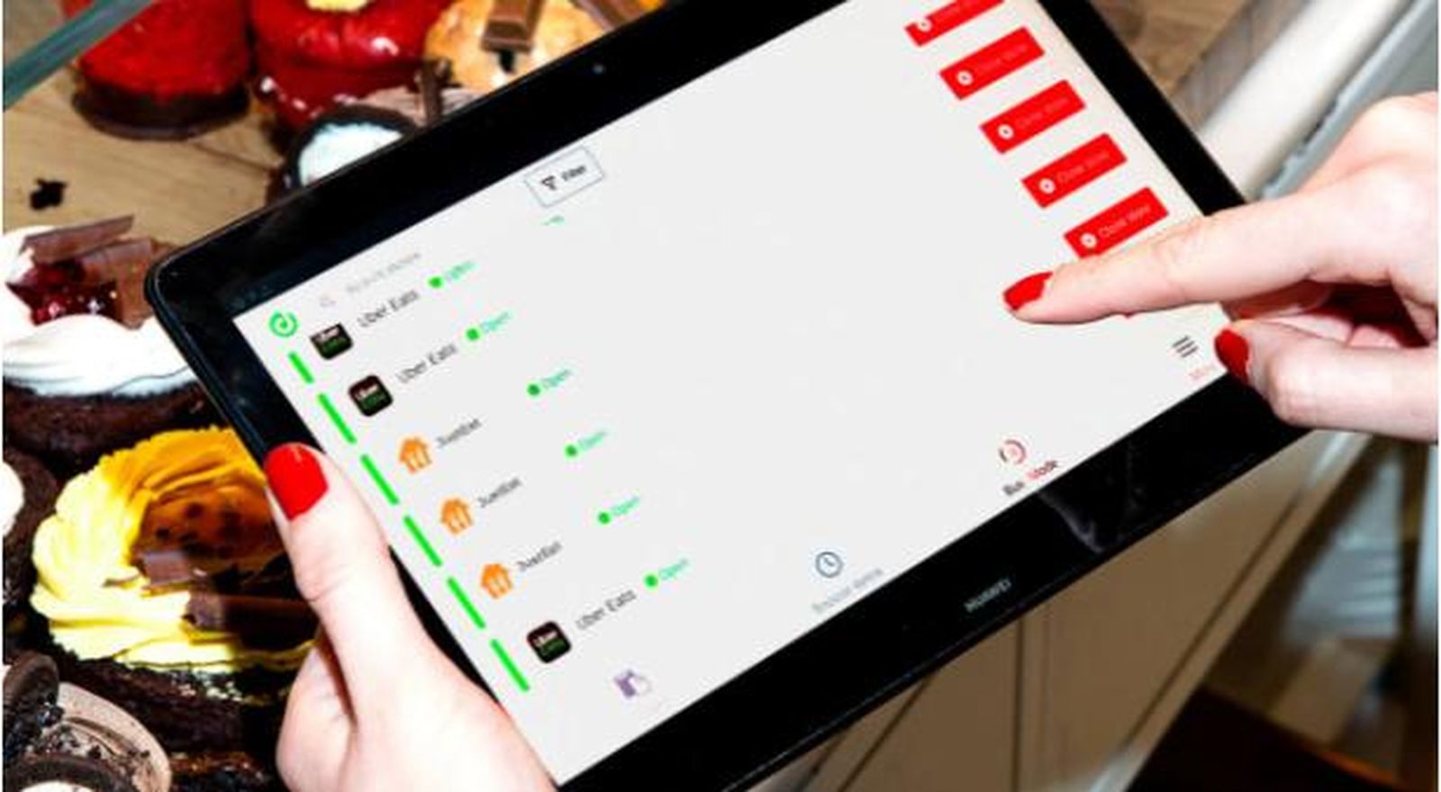 Aplicaciones de Deliverect en la tablet.