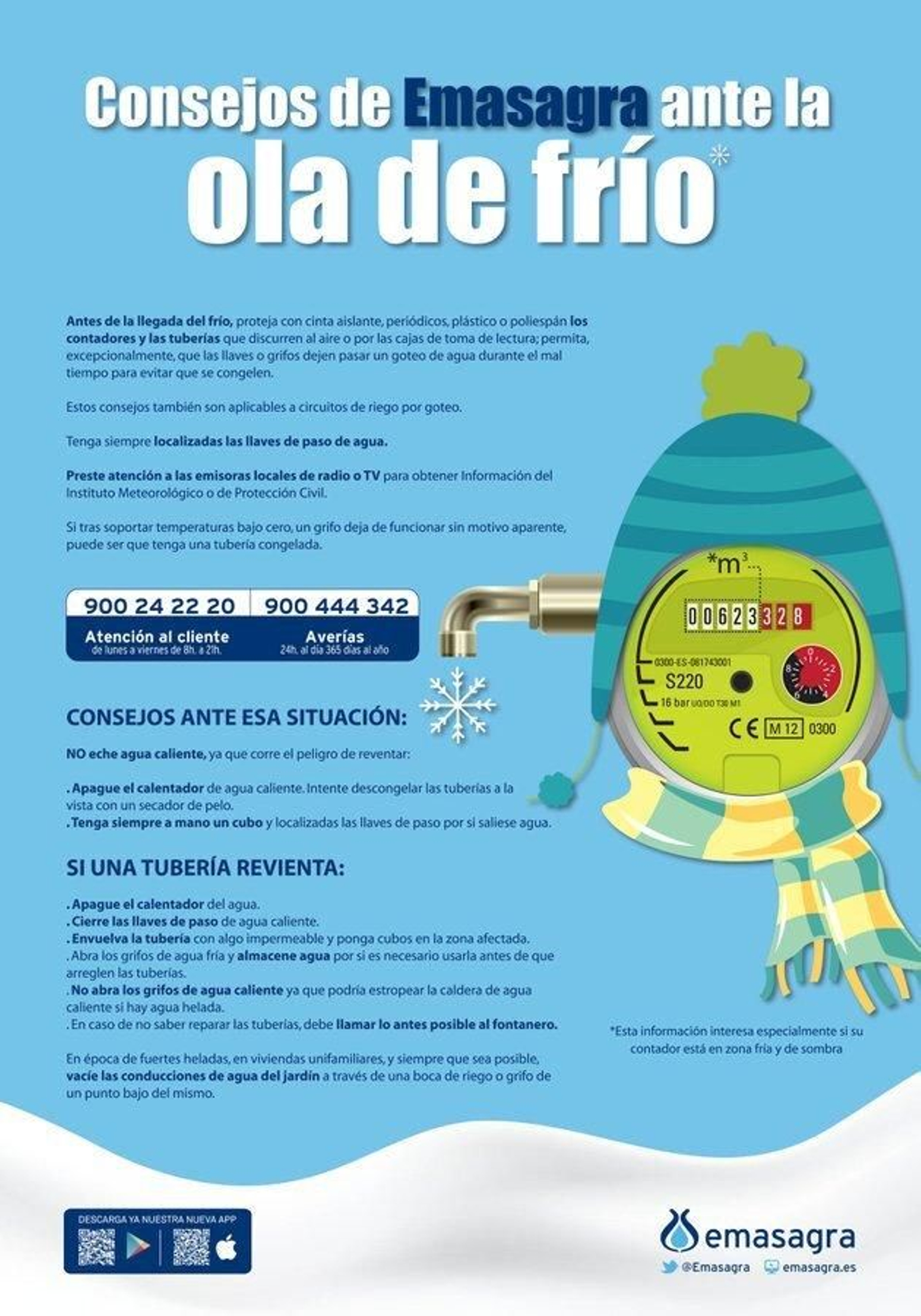 Los consejos de Emasagra ante la ola de frío en Granada