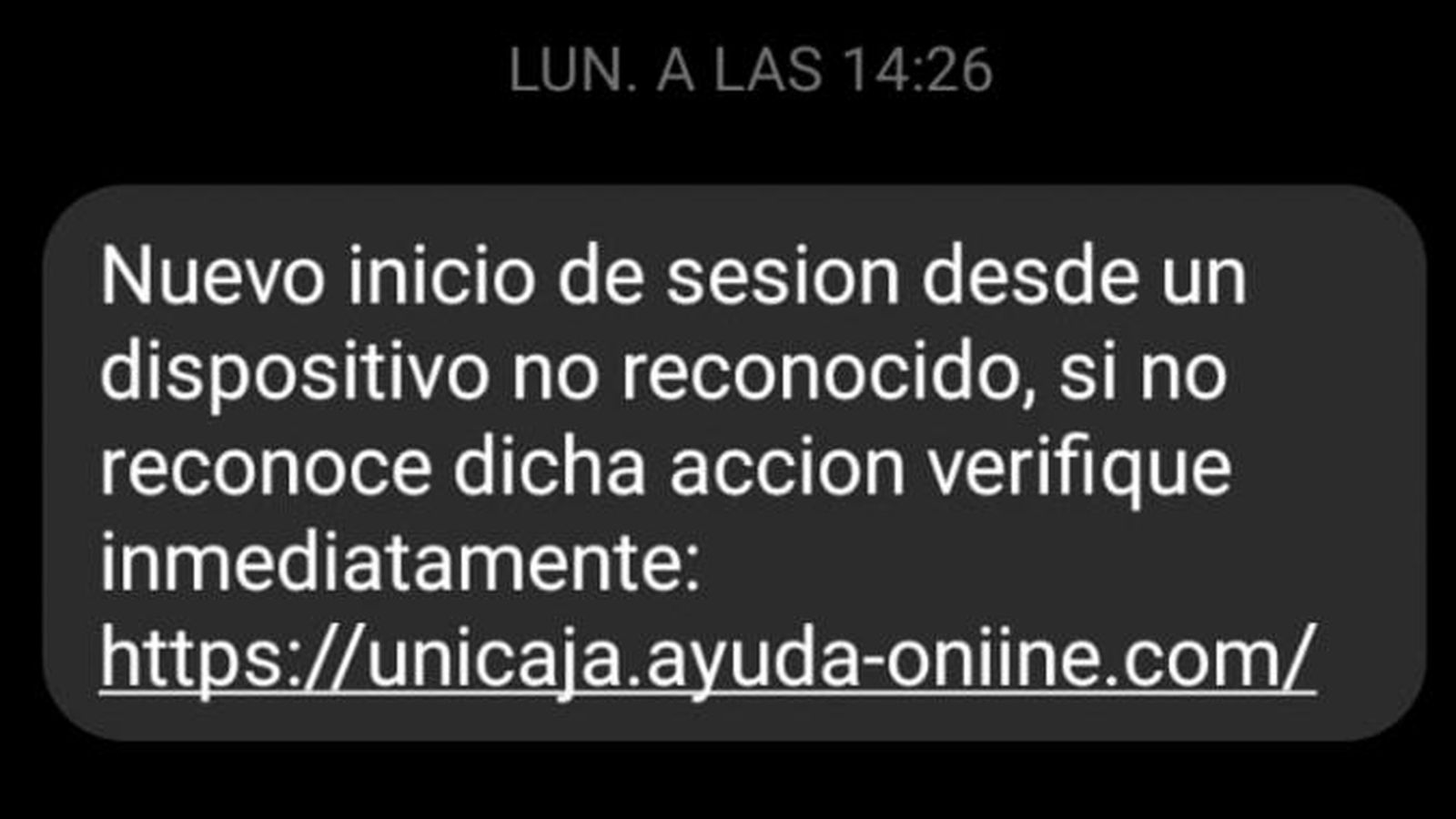 Mensaje que recibió la vecina antes de ser estafada