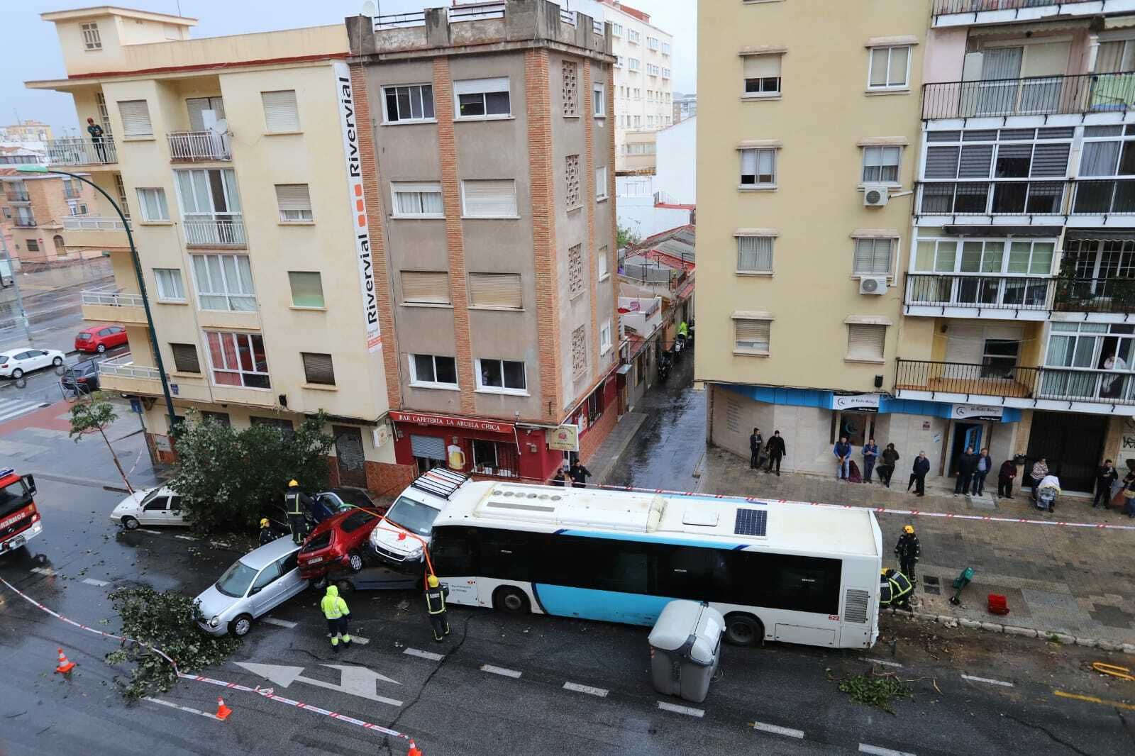 Fotos del accidente del autobús en Málaga