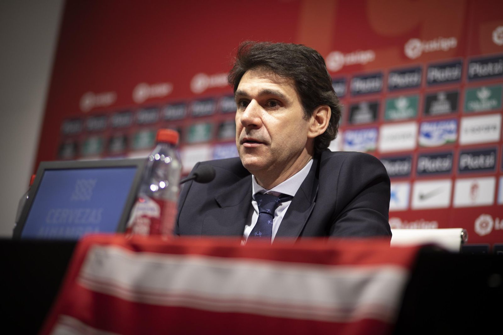 Aitor Karanka, en rueda de prensa.