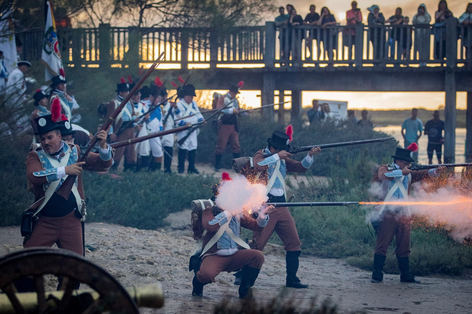 Recreacion historica de la batalla del Trocaderao en el Caño de la Cortadura.