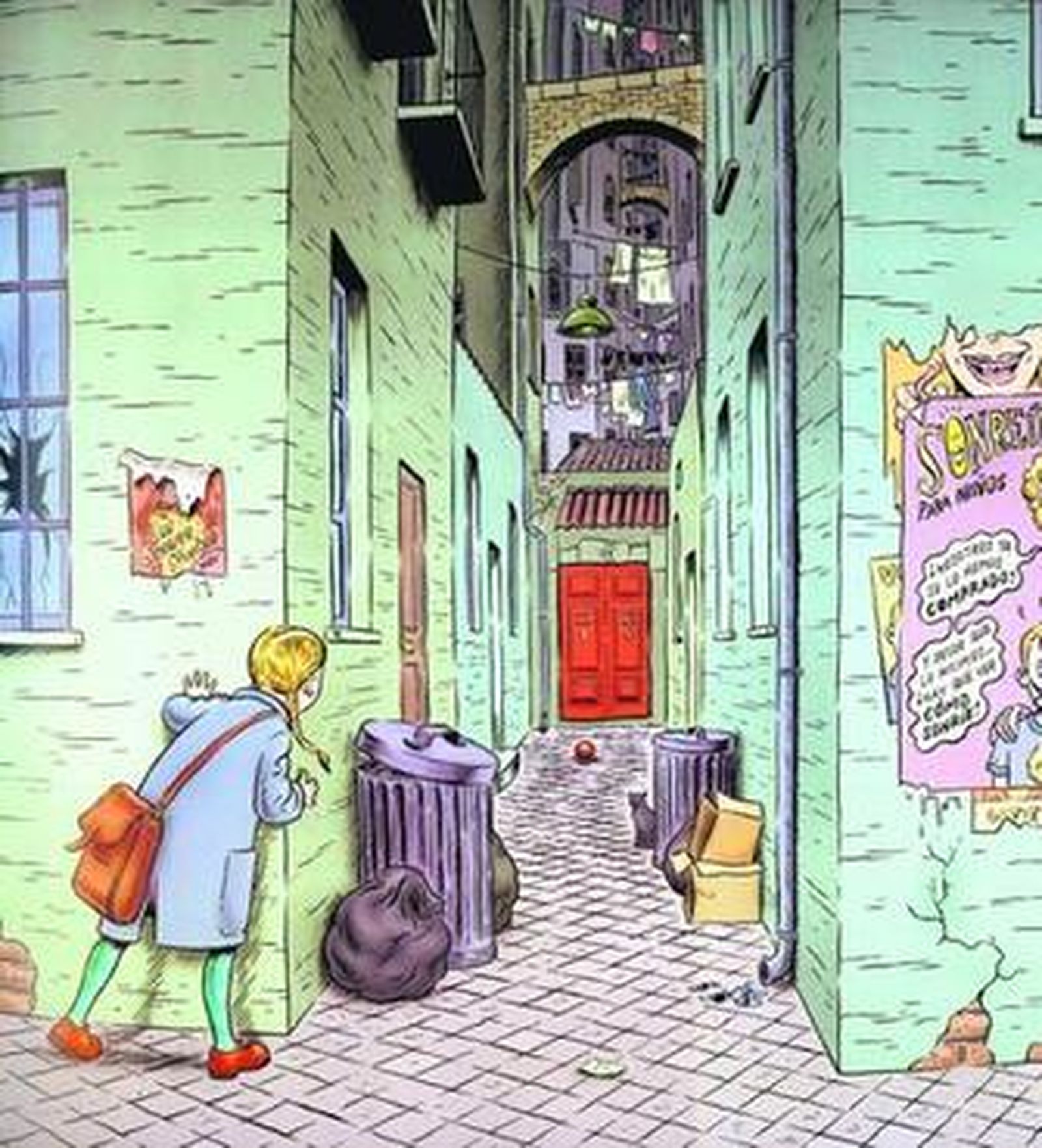 La niña protagonista del cuento ilustrado 'Al final' en una imagen del libro.