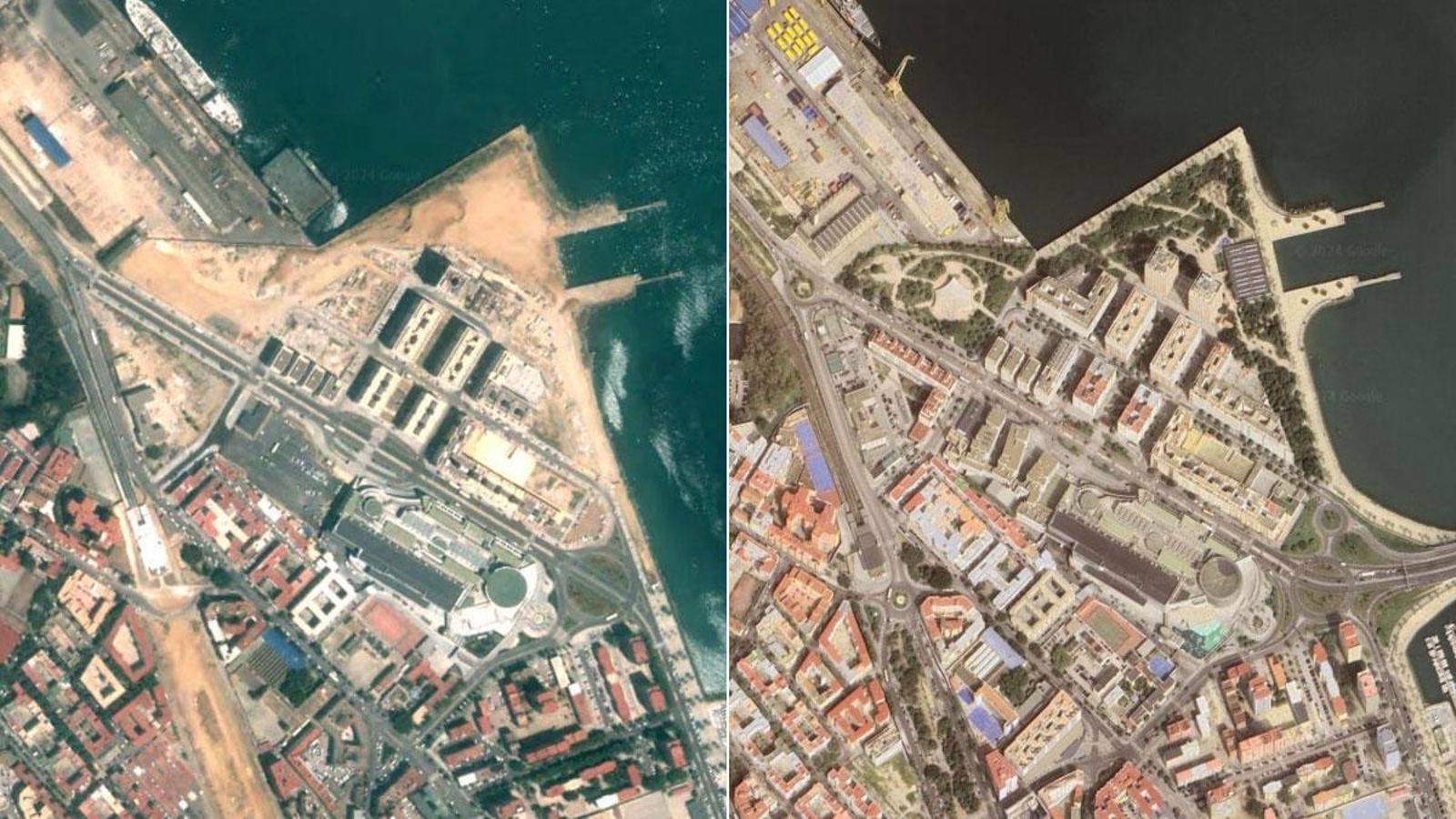Barriada de Astilleros de Cádiz, en 2002 y 2024.