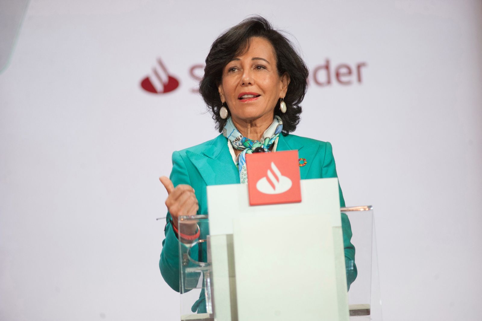 Ana Botín , presidenta del Banco Santander, en la junta de accionistas de este lunes.