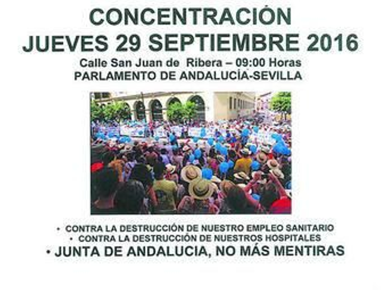 Cartel anunciador de la concentración que tendrá lugar mañana en Sevilla.