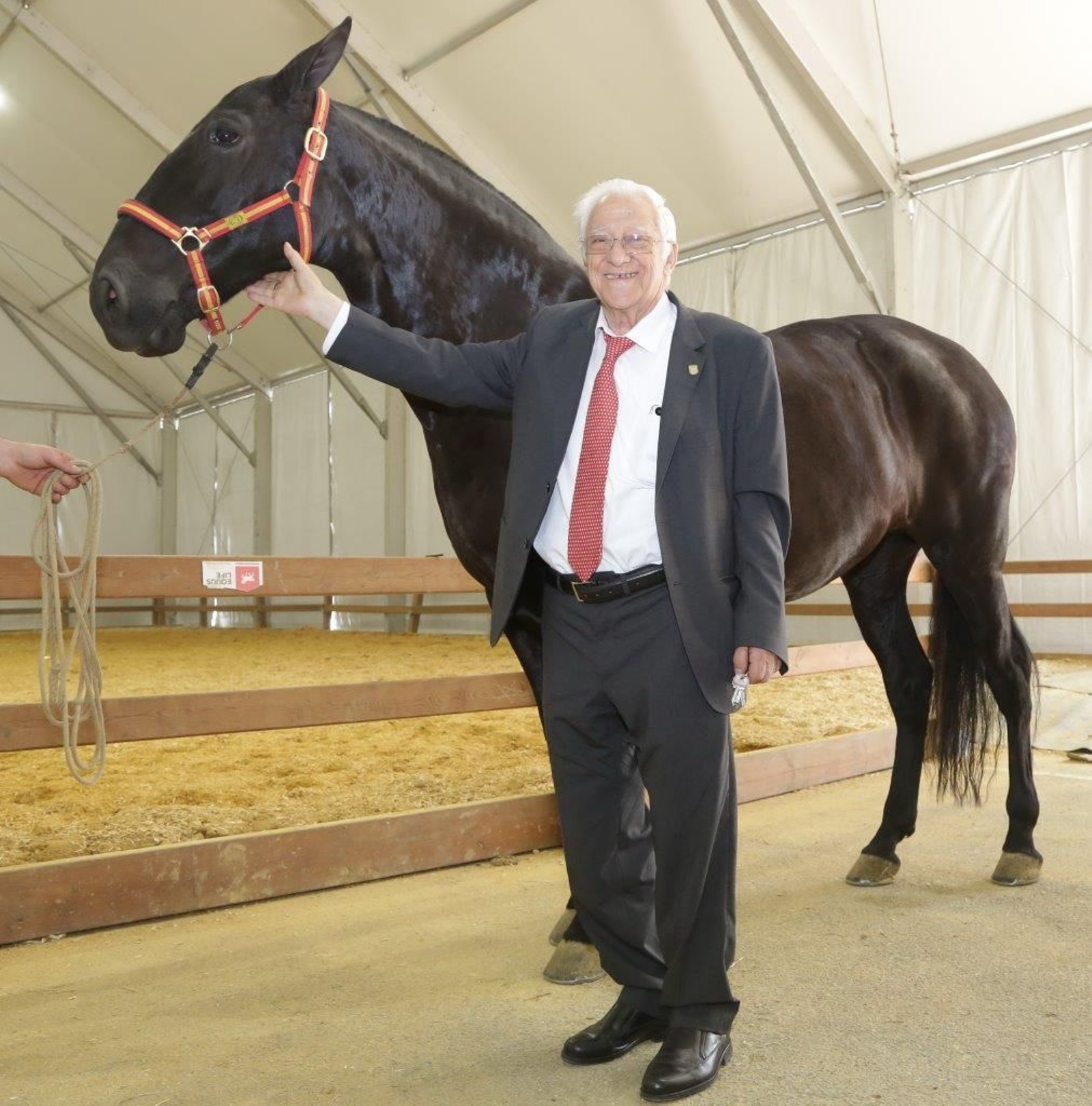 El Padre Ángel, premio Nobleza de Sicab 2015, con uno de los ejemplares.