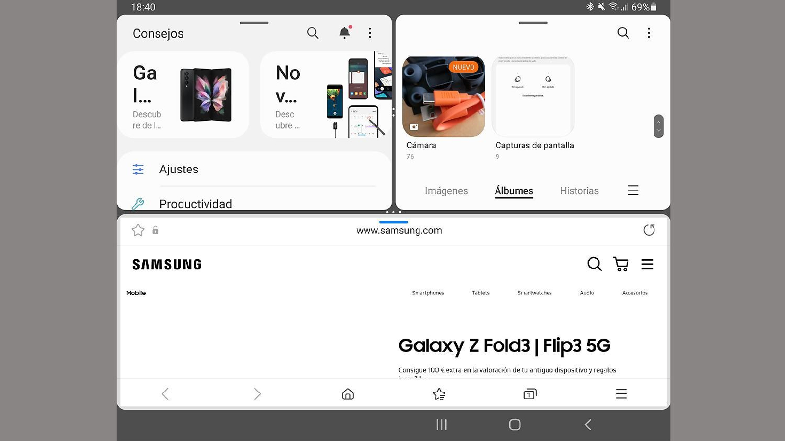 Multipantalla en el Samsung Galaxy Z Fold3