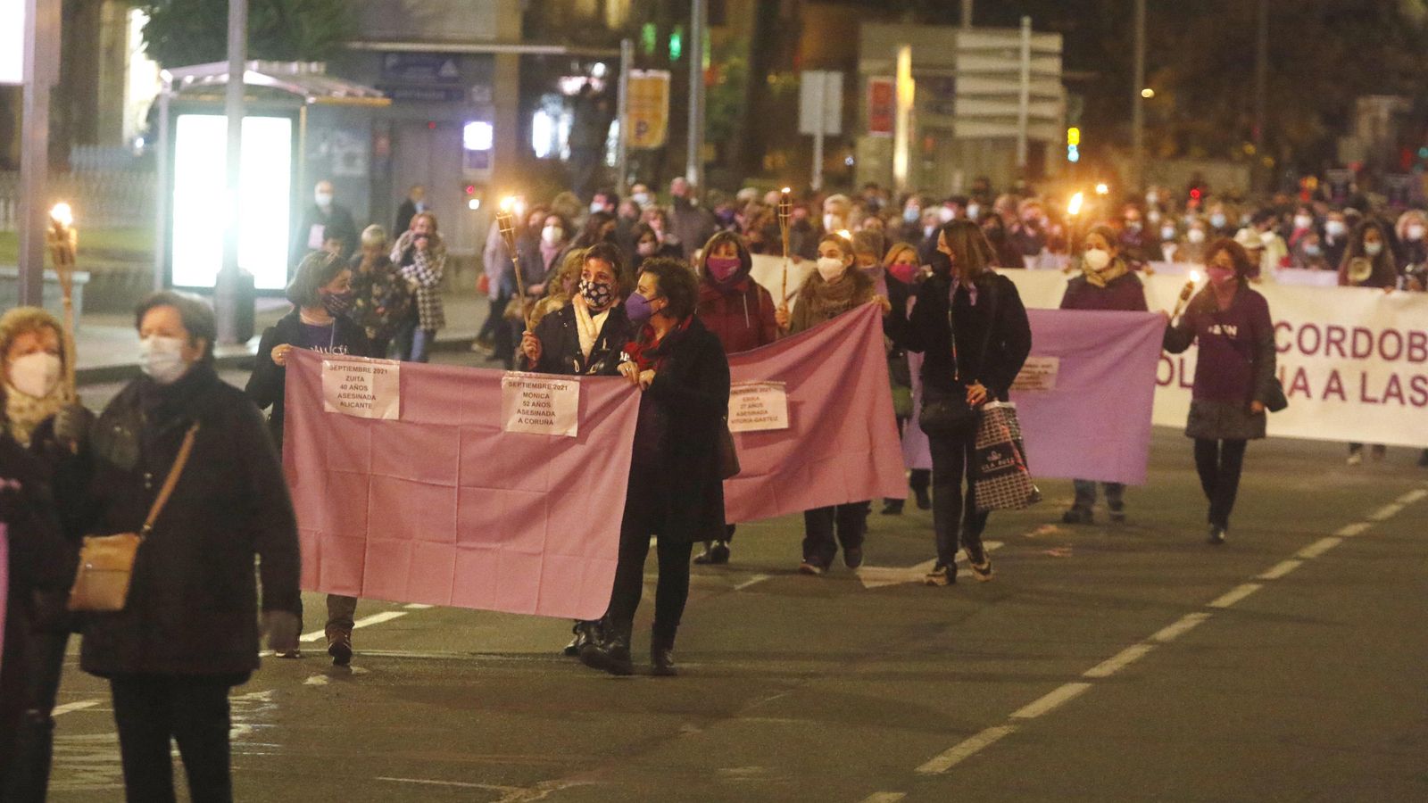 Algunas de las participantes en la manifestación.