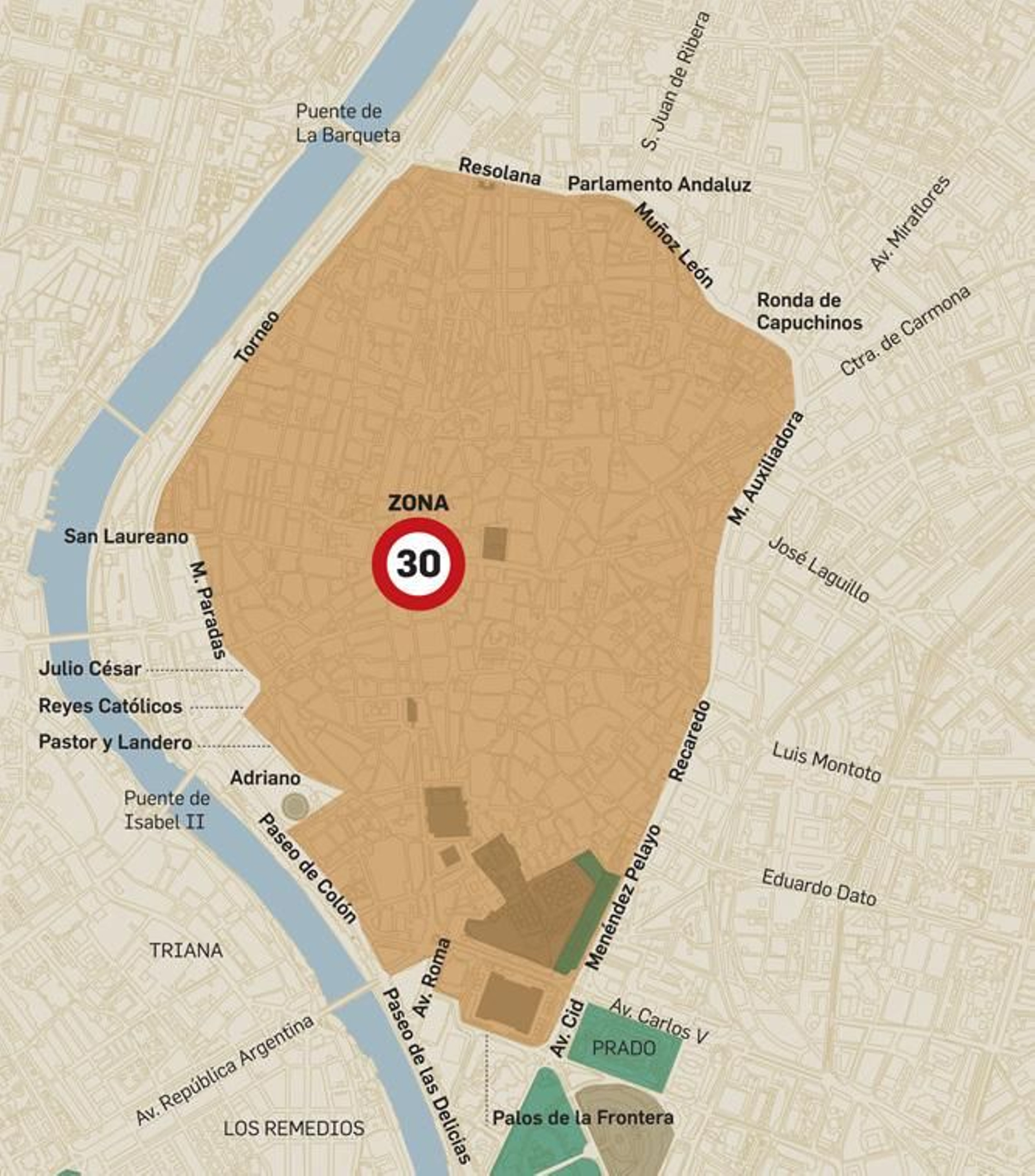 Espacio en el que está vigente la zona 30