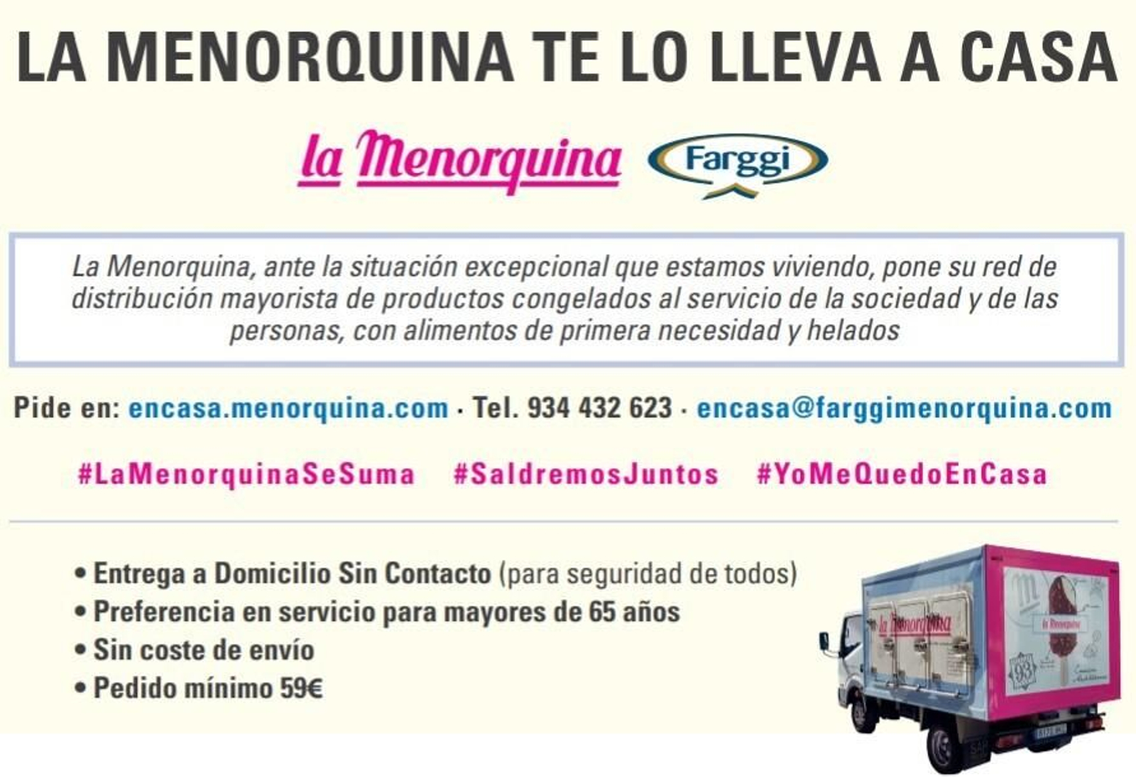 Servicio a domicilio de La Menorquina