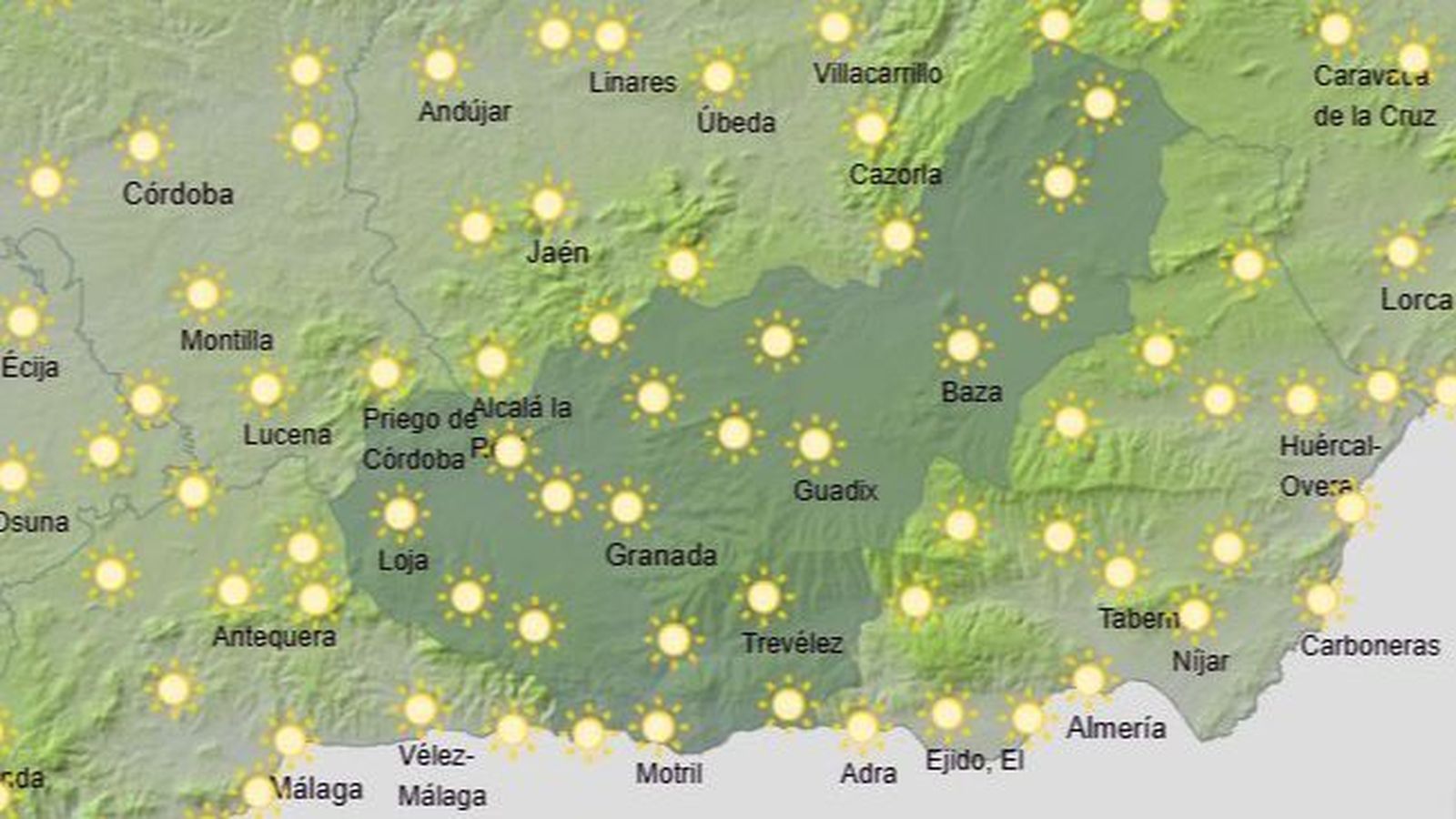 El Tiempo en Granada el 20 de febrero de 2026