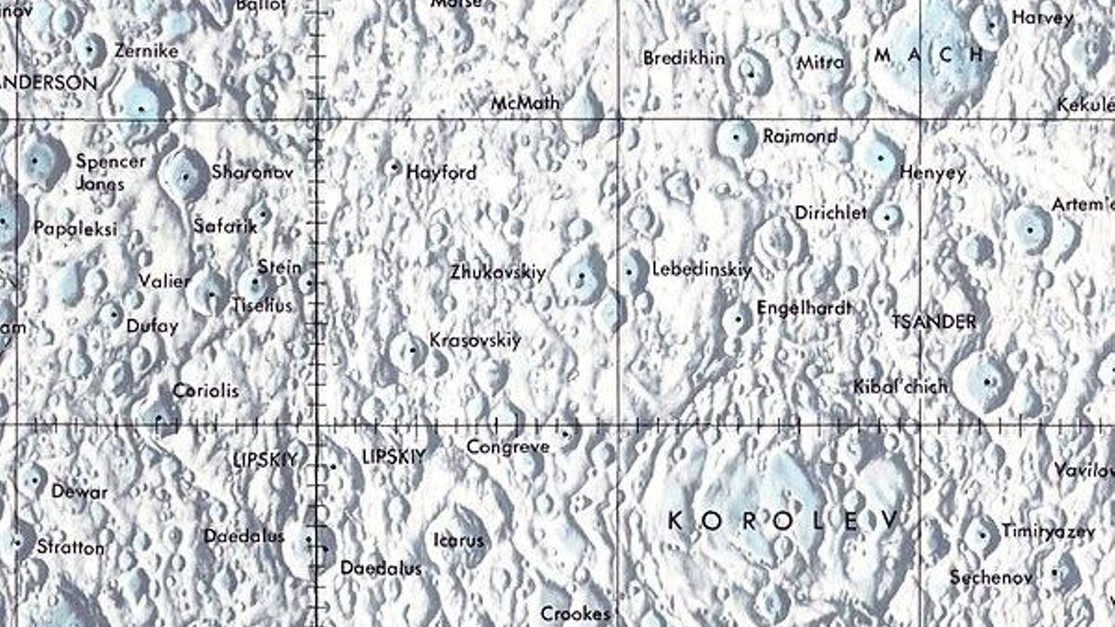 Mapa de los cráteres lunares