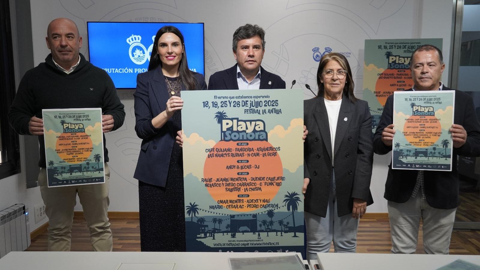 Alberto Fernández, Ana Delgado, Adolfo Verano, Mariana Otero y Julián Gutiérrez en la presentación del festival.