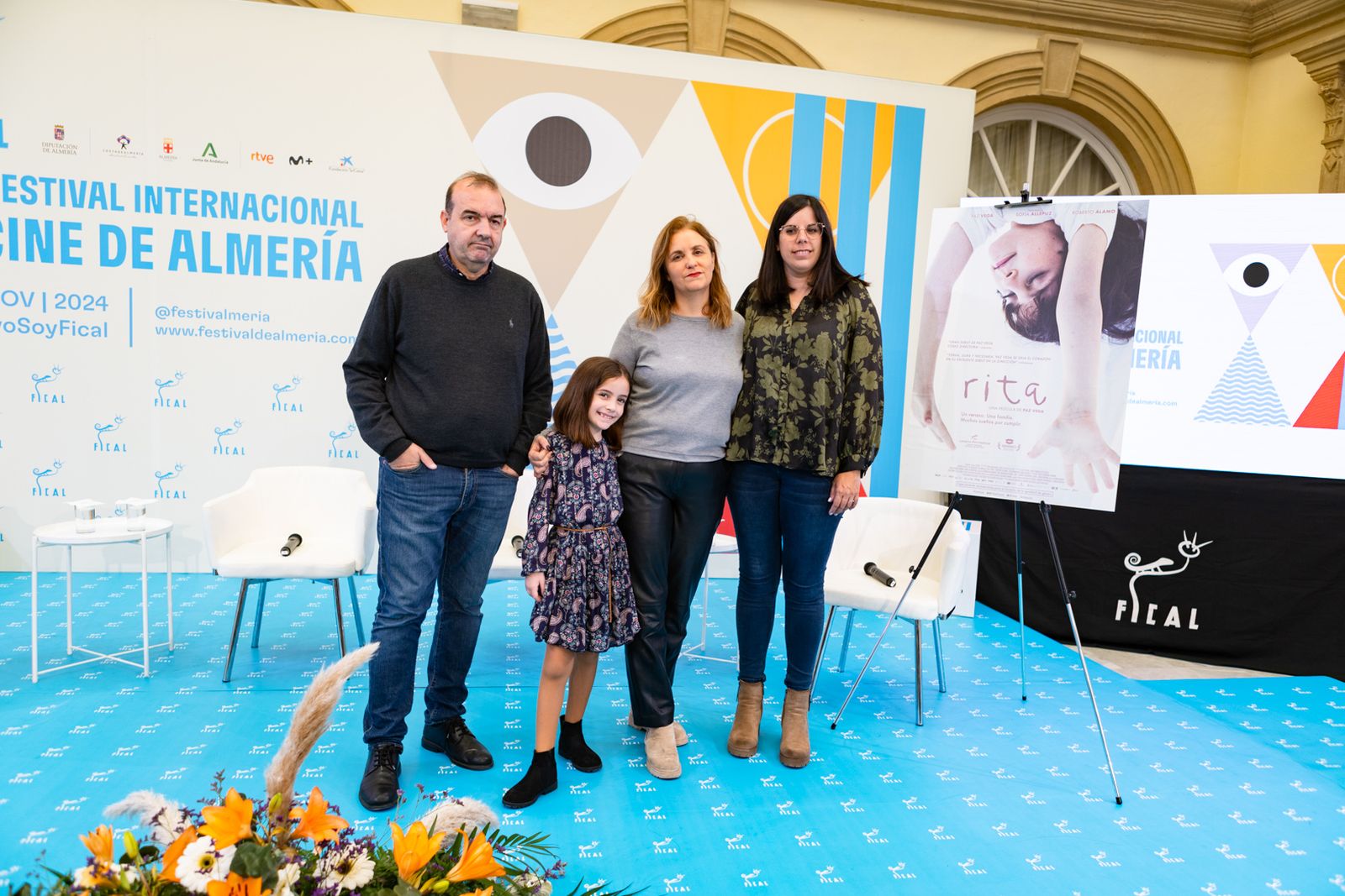 Enrique Iznaola, Sofía Allepuz Marta Velasco y Almudena Morales presentando la película ‘Rita’-